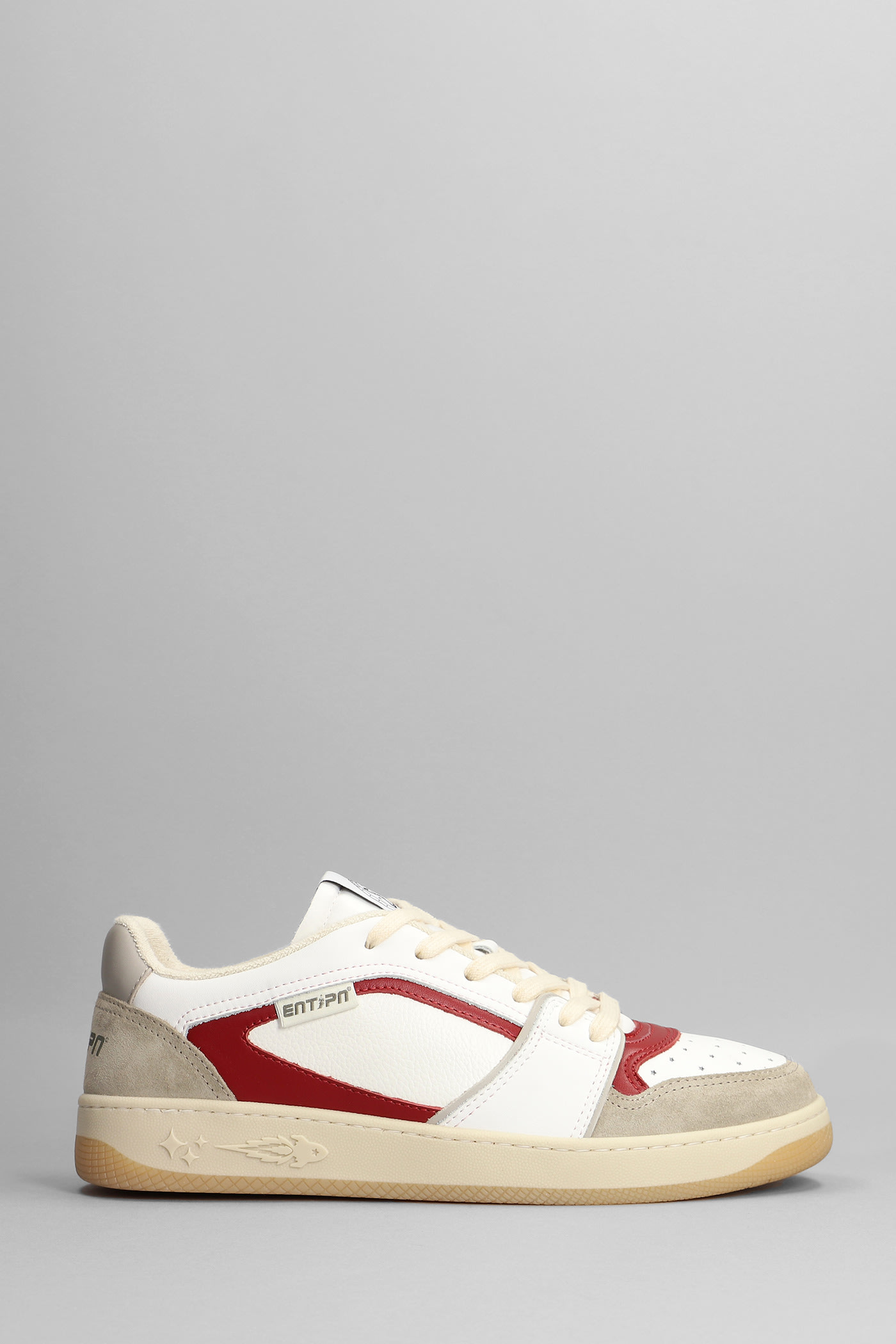 Enterprise Japan Tag Sneakers In White Suede And Leather