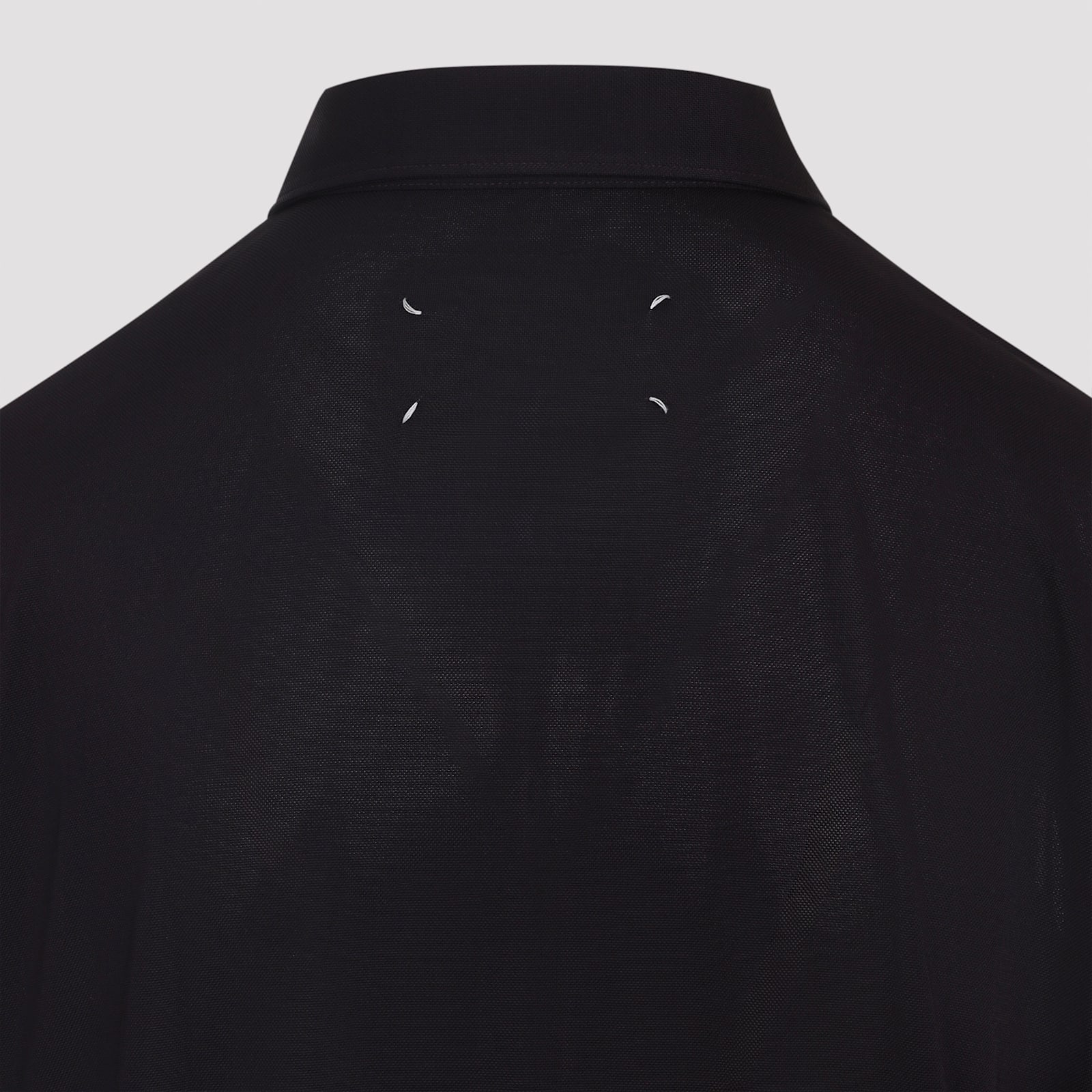 Maison Margiela Polo Shirt With Short Sleeves And Straight Hem In Blue