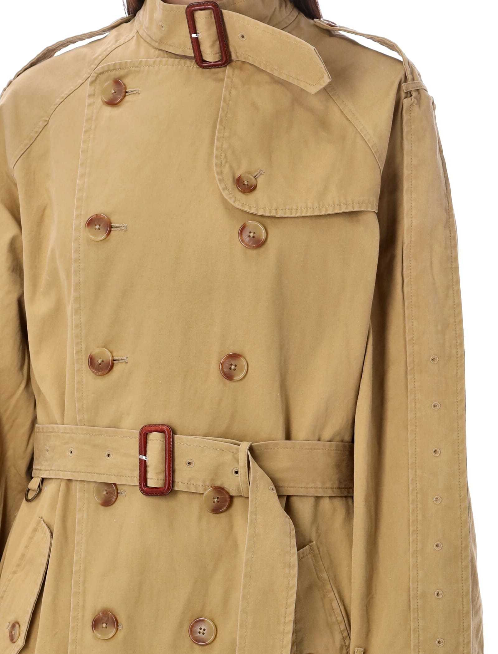 Shop R13 Oversized Deconstructed Trench Coat In Khaki