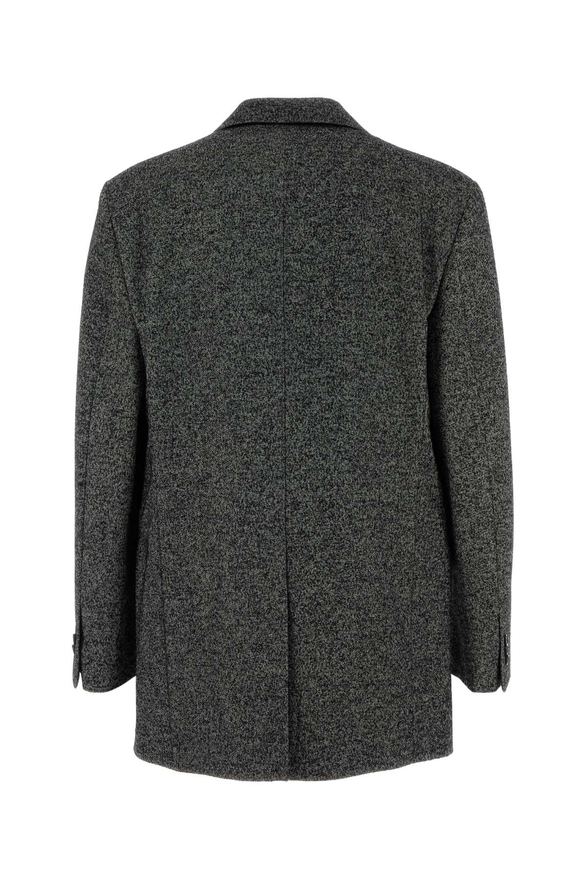 Loewe Two-tone Wool Blend Tailored Jacket In Gray