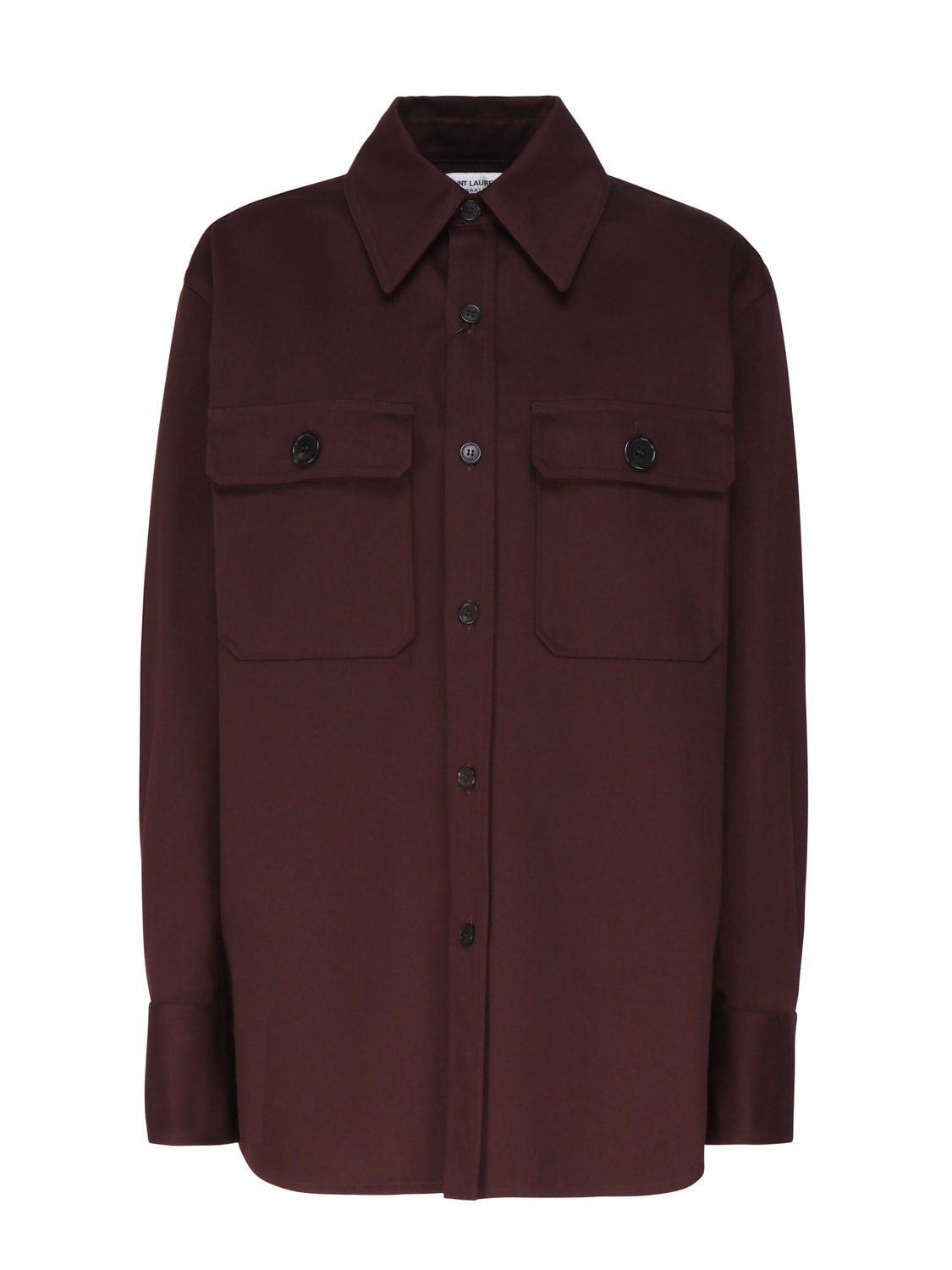 Shop Saint Laurent Saharienne Cotton Shirt In Aubergine