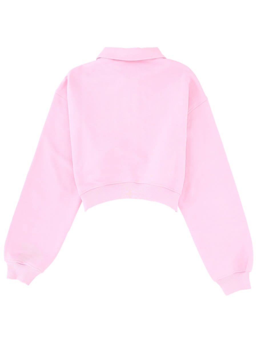 Msgm "follow The Rabbit" Collared Sweatshirt In Pink