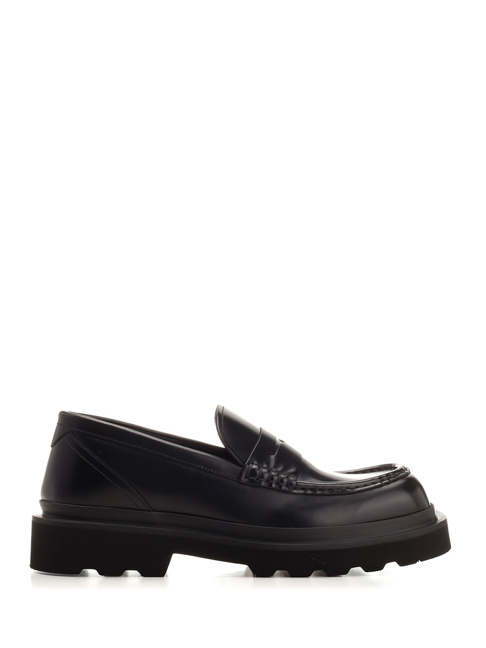 DOLCE & GABBANA BLACK LEATHER LOAFERS
