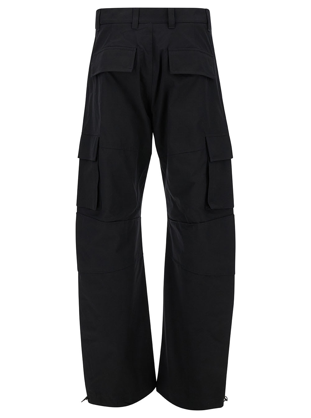 Shop Givenchy Black Arched Cargo Pants With Logo Embroidery In Cotton Man