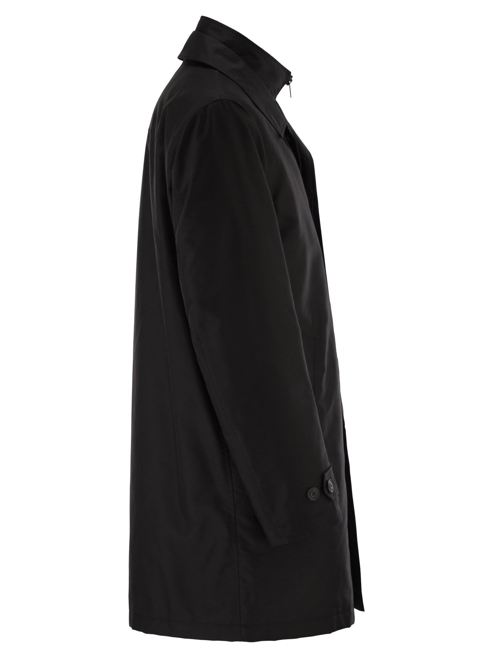 Fay Men Morning Coat In Technical Poplin In Black