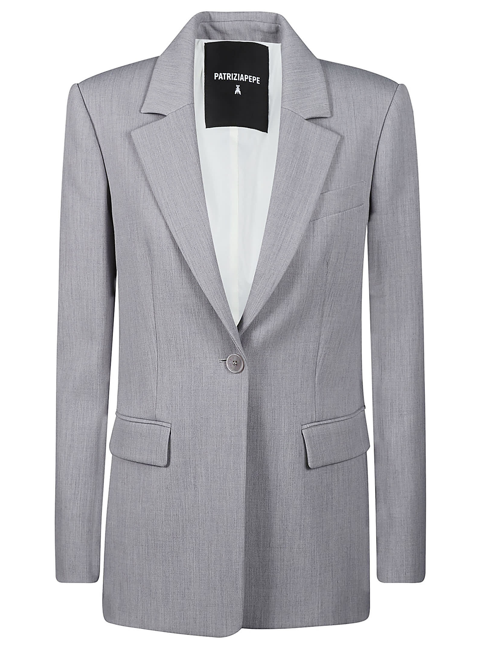 Shop Patrizia Pepe Blazer In Grigio Chiaro Melange