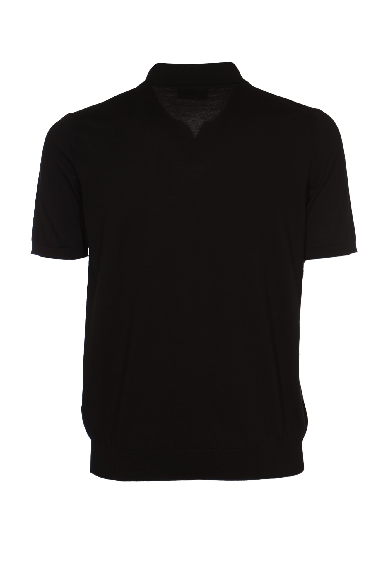 Shop Roberto Collina Slim Fit Plain Ribbed Polo Shirt In Black