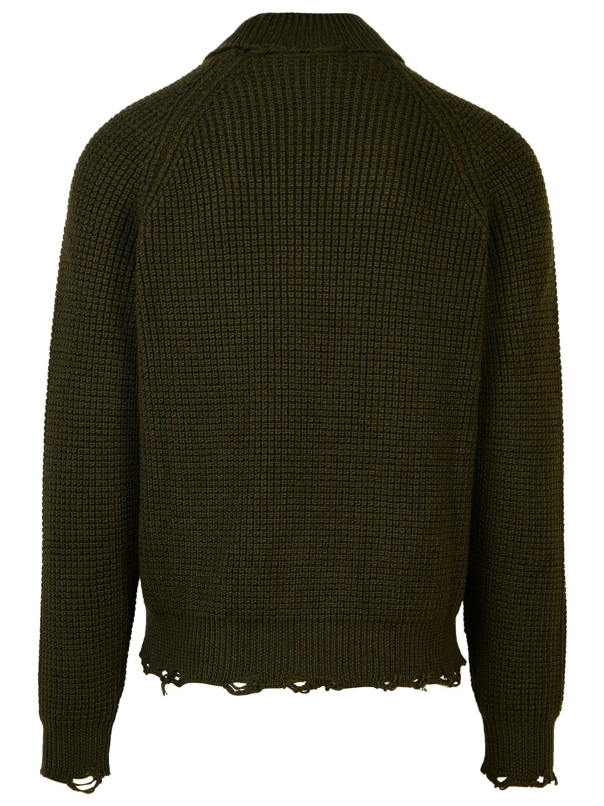 Shop Dsquared2 Dark Green Wool Turtleneck Sweater