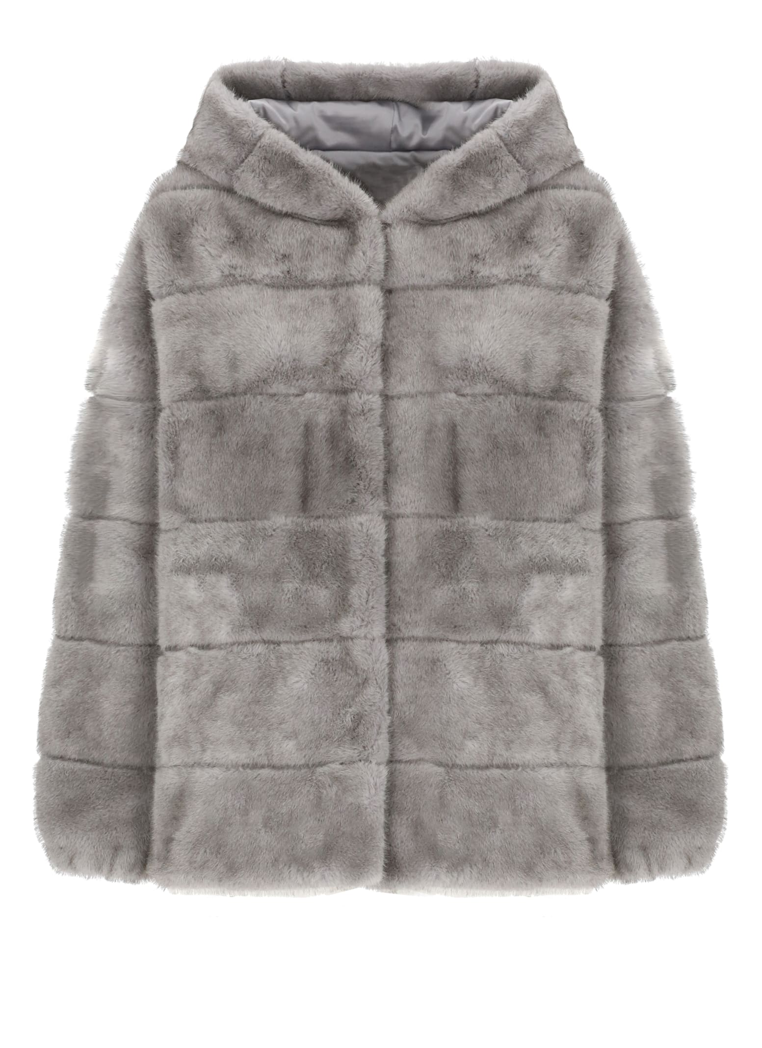 Betta Corradi Hooded Faux-fur Jacket In Gray