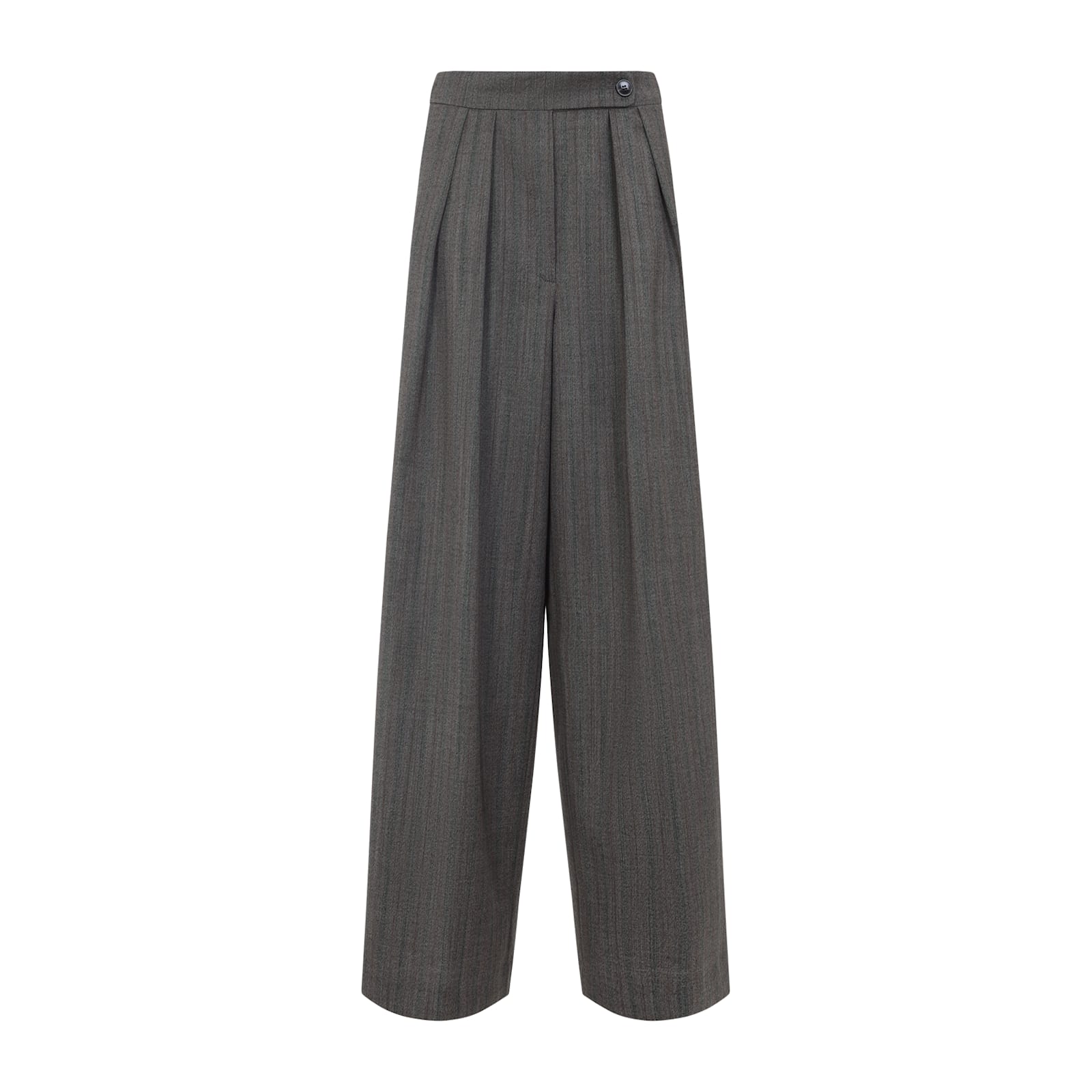 Dries Van Noten High Waist Wide Leg Trousers With Button Detail In Gray