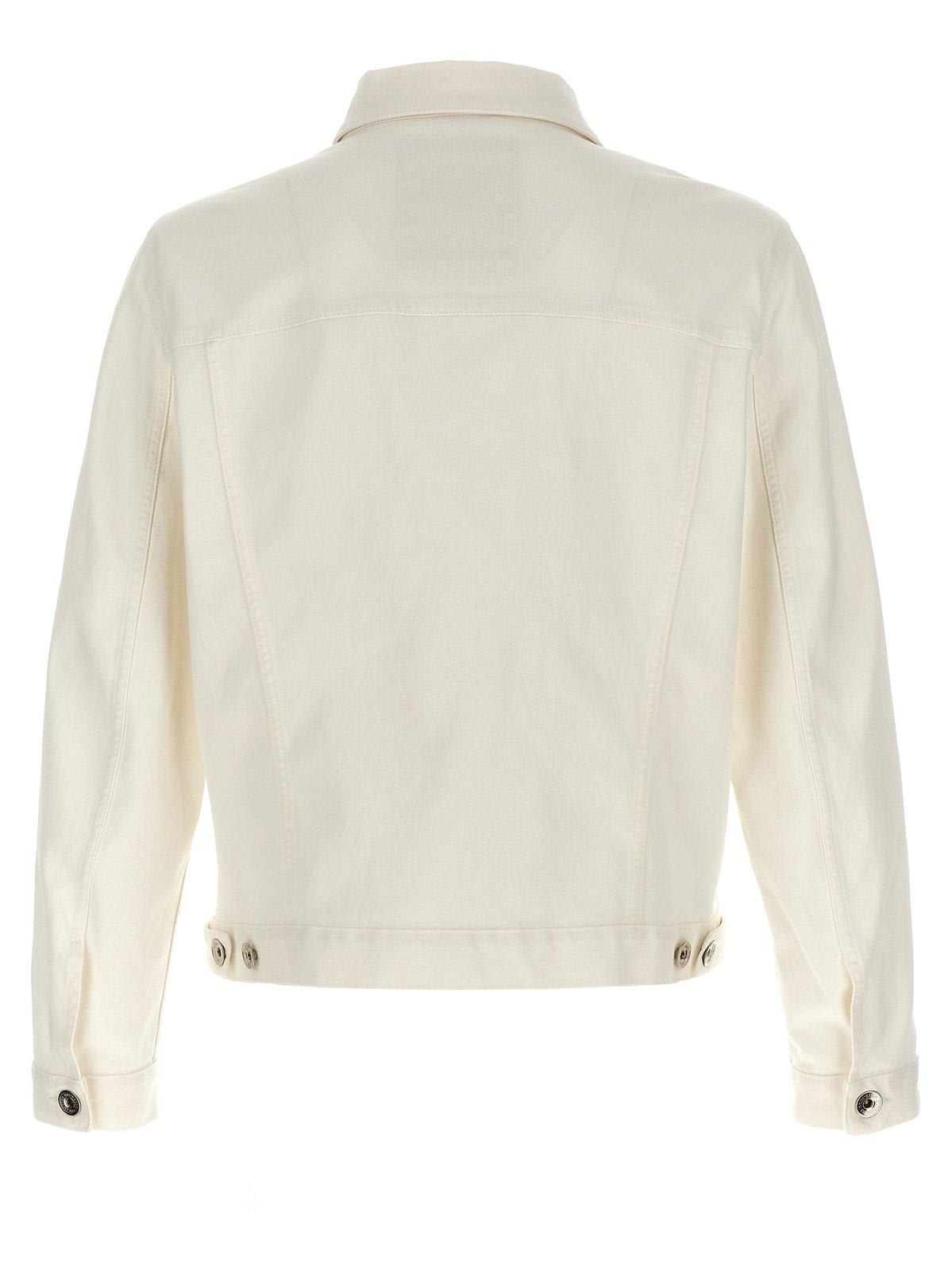 Shop Brunello Cucinelli Buttoned Slim-fit Denim Jacket In White
