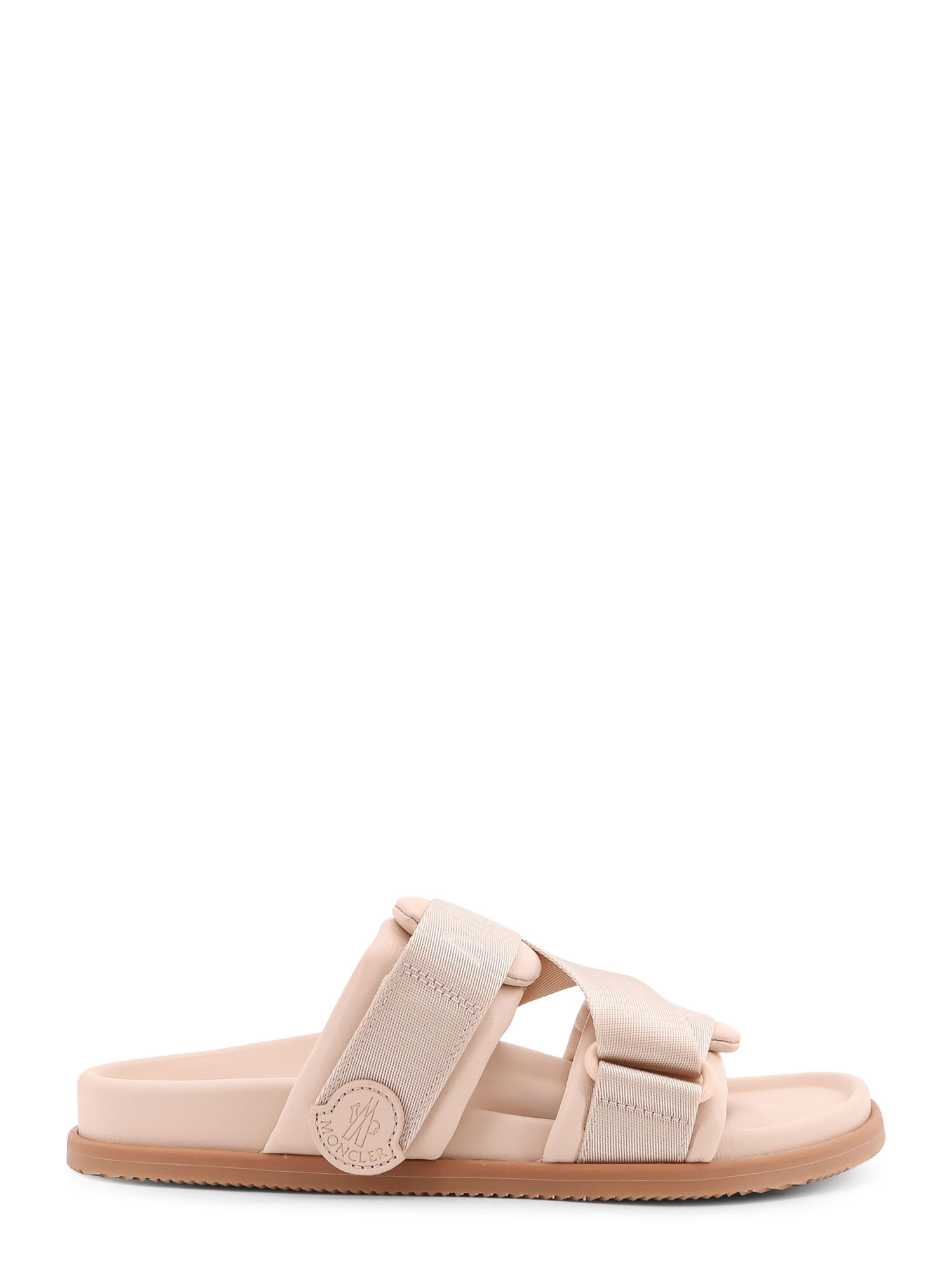 MONCLER MON SUMMER LEATHER SANDALS WITH NYLON DETAILS