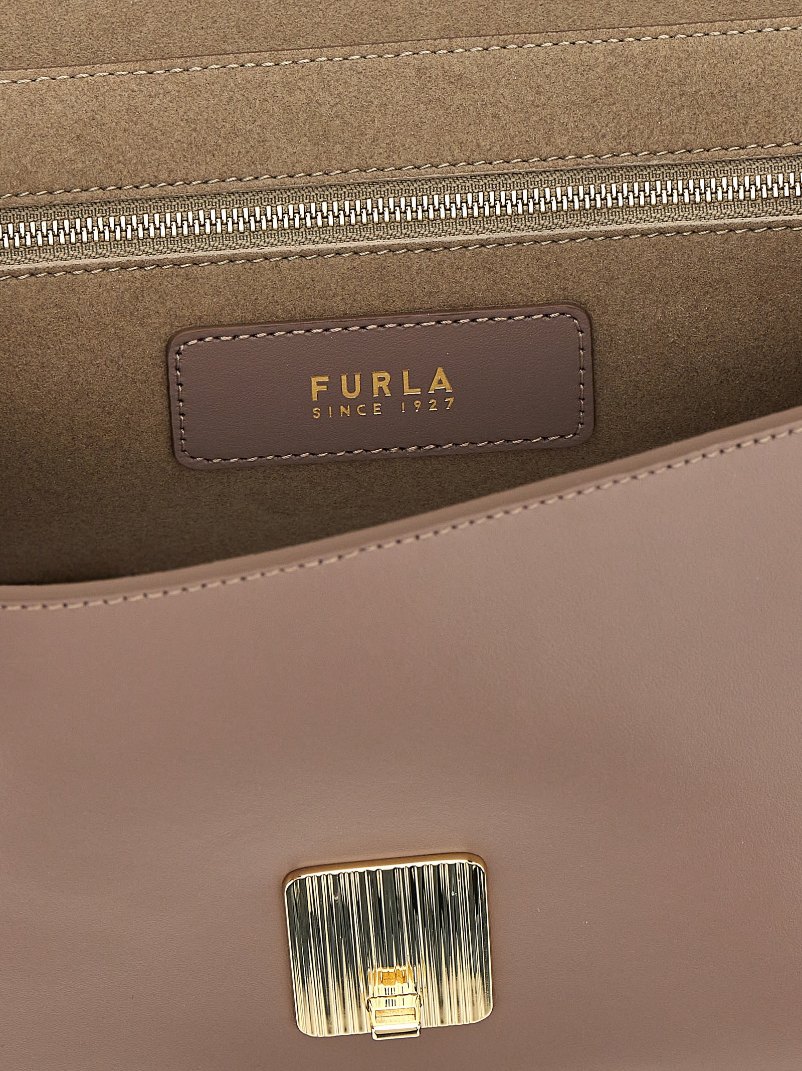 Furla Adjustable Chain Strap Shoulder Bag With Gold-tone Hardware In Gray