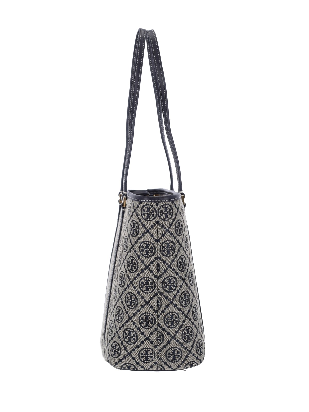 Tory Burch Embroidered Canvas T Monogram Shopping Bag In Beige