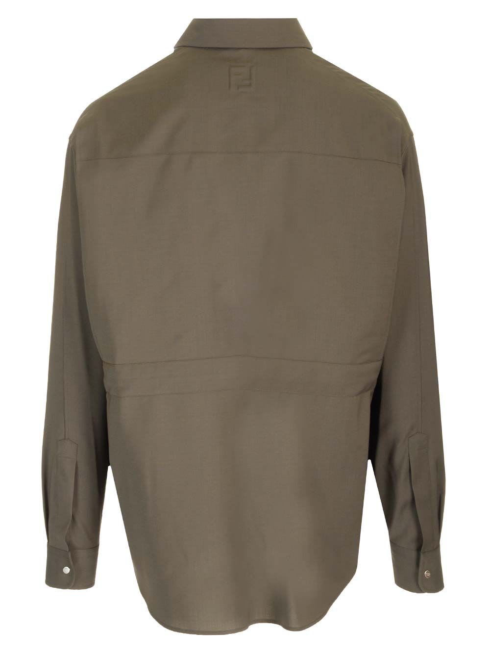 Shop Fendi Wool Overshirt In Green