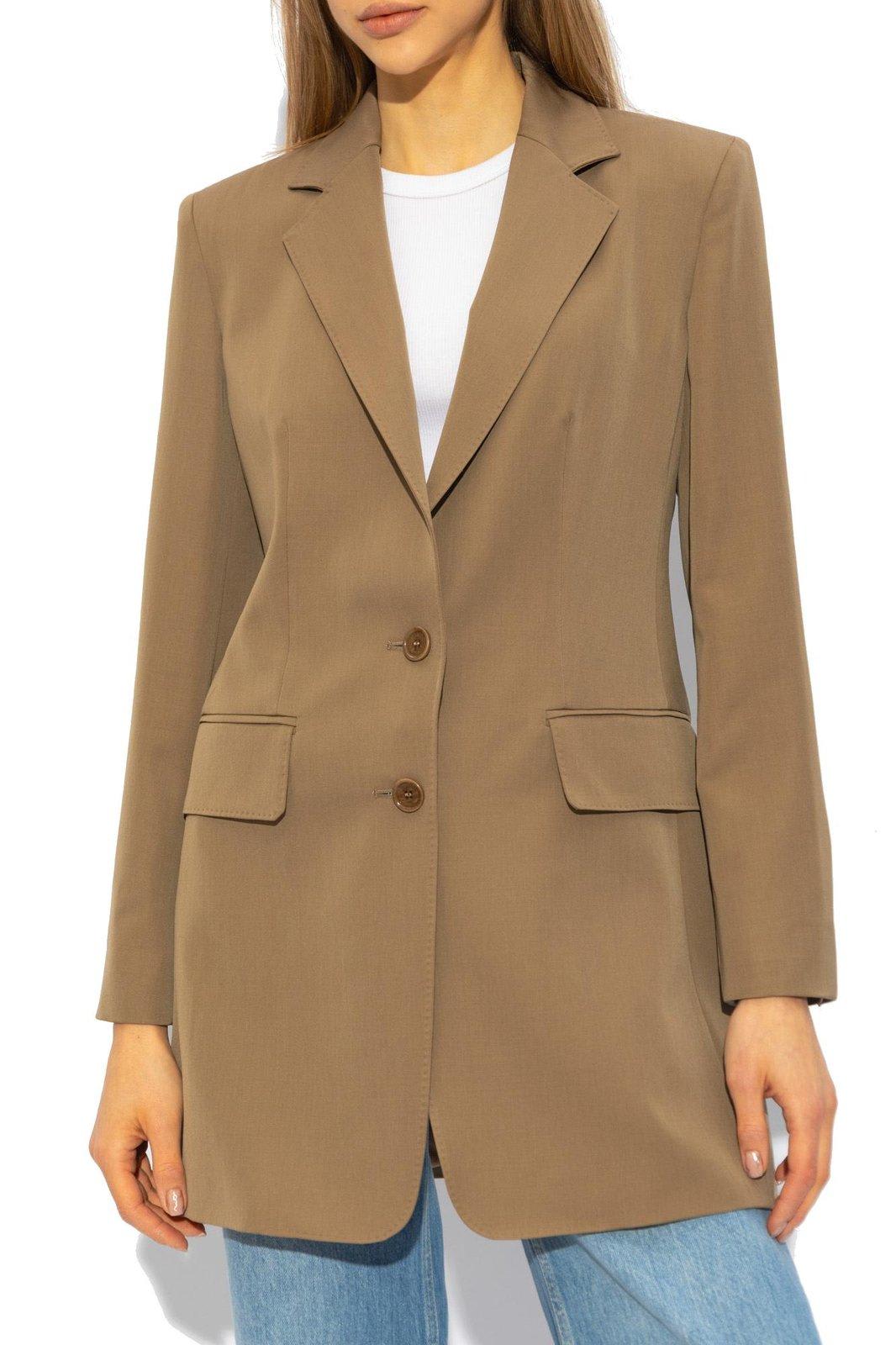 Shop Max Mara Caprile Single-breasted Blazer In Mud