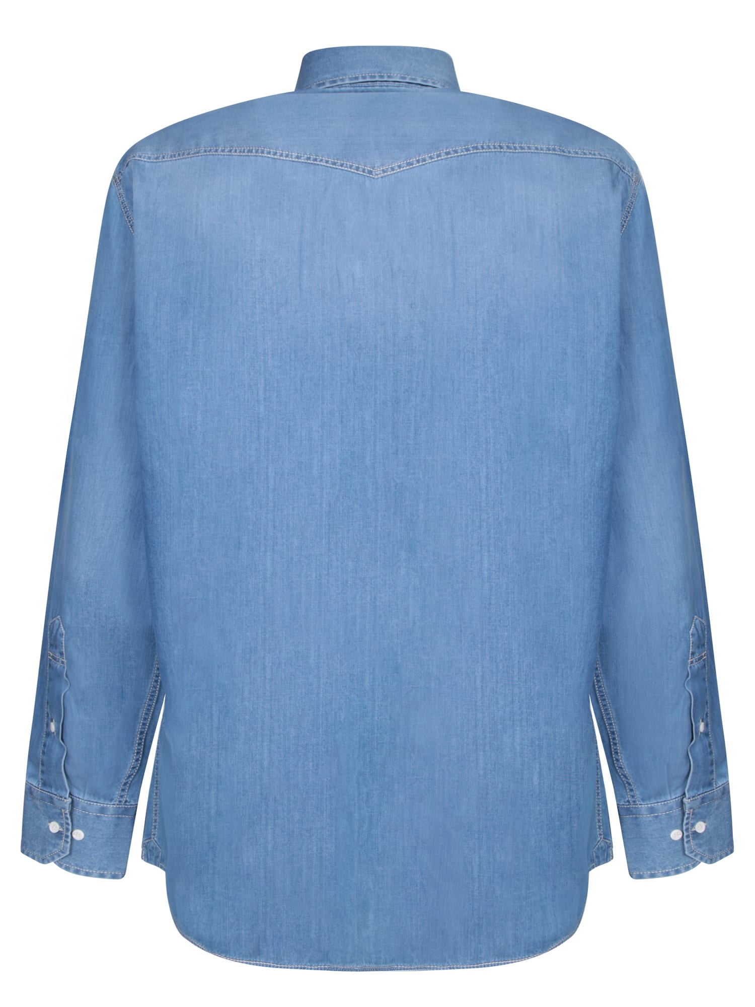 Shop Brunello Cucinelli Blue Denim Shirt