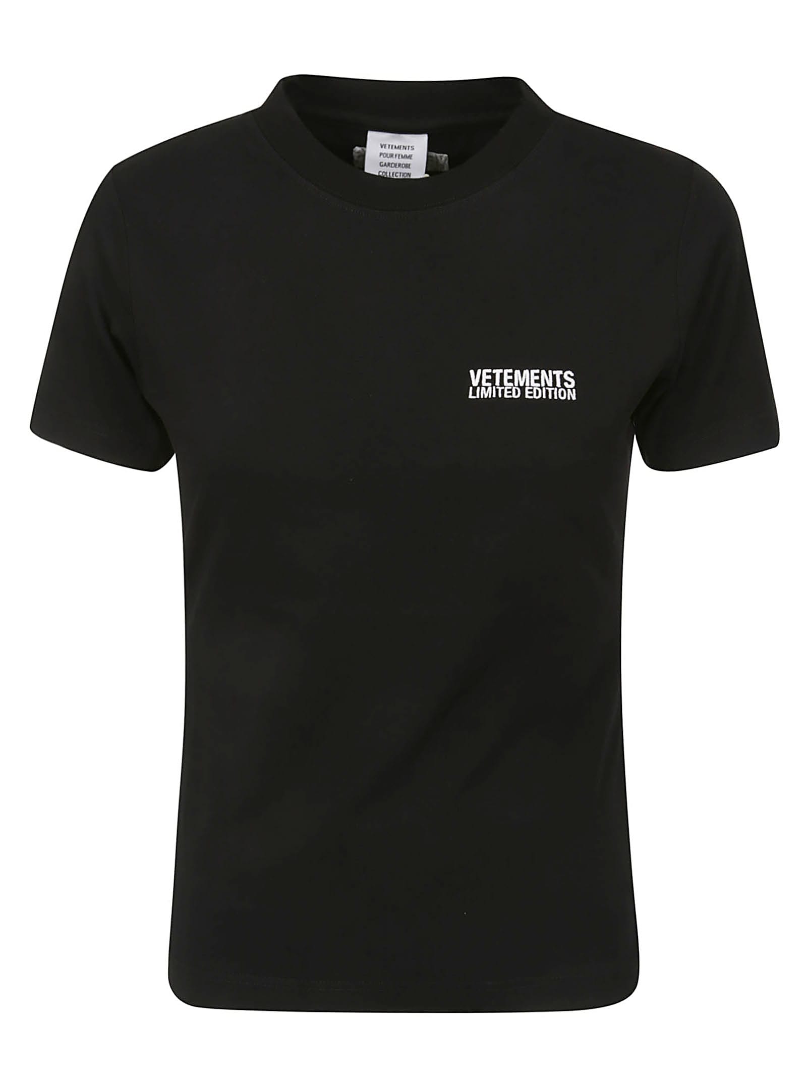 Shop Vetements Embroidered Logo Fitted T-shirt In Black
