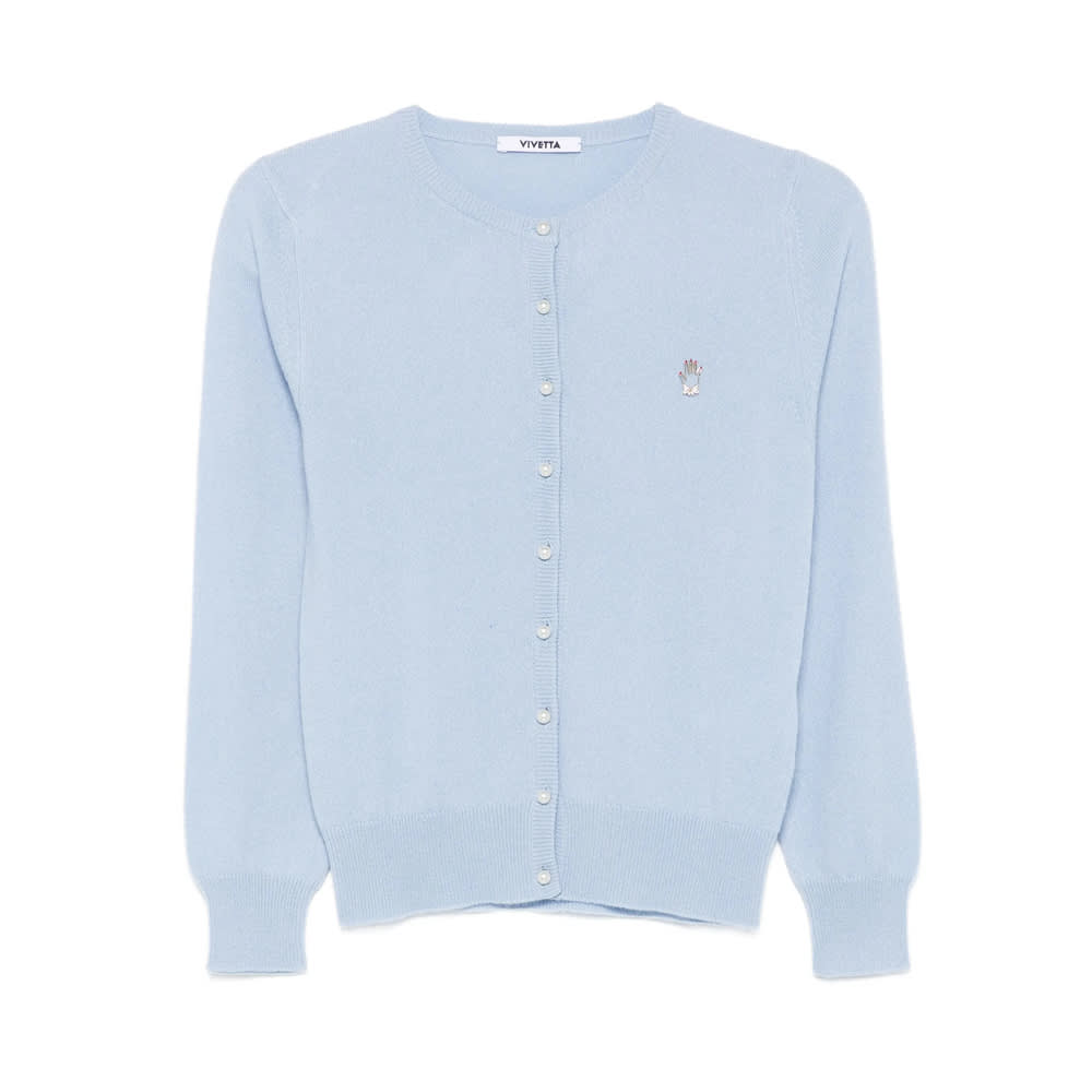 Vivetta Pearl-button Embellished Cardigan In Blue