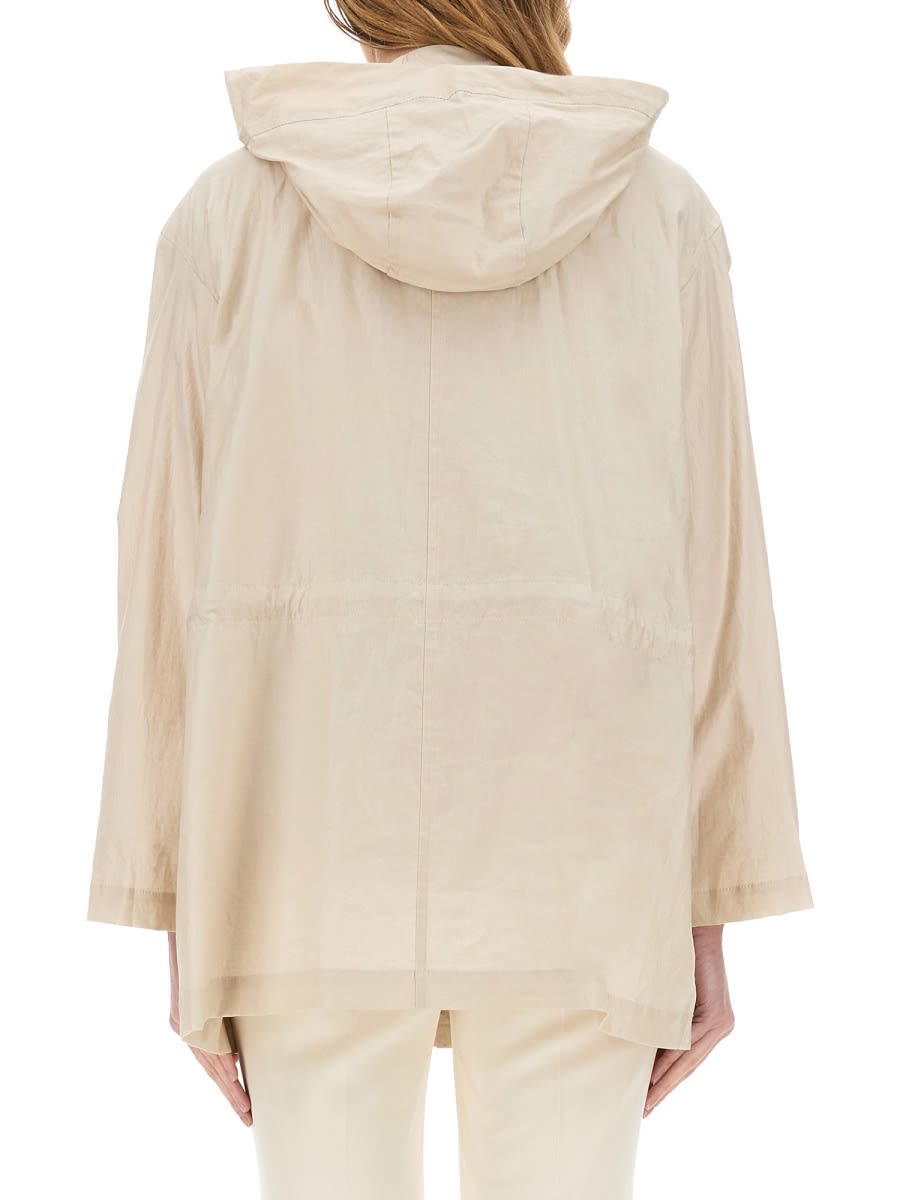 Fay Linen And Cotton Blend Parka Coat In Beige