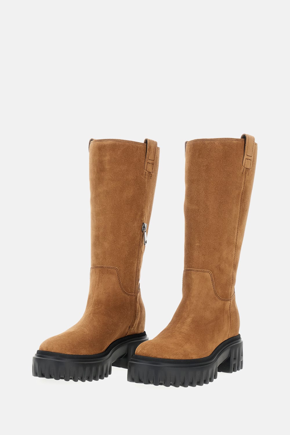 Hogan Platform Zip-fastening Knee-high Boots In Brown