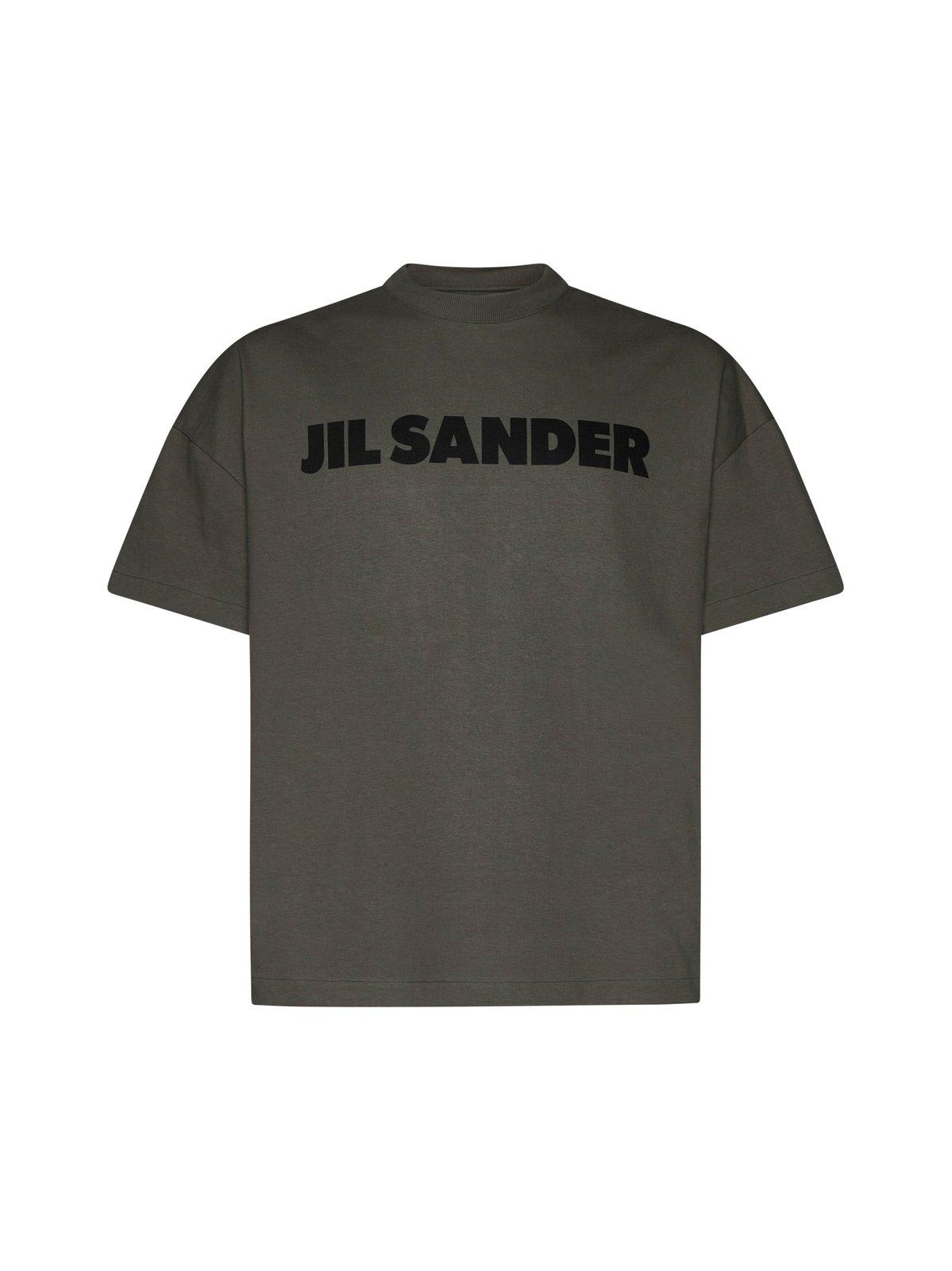 Shop Jil Sander Logo Printed Crewneck T-shirt In Verde Militare