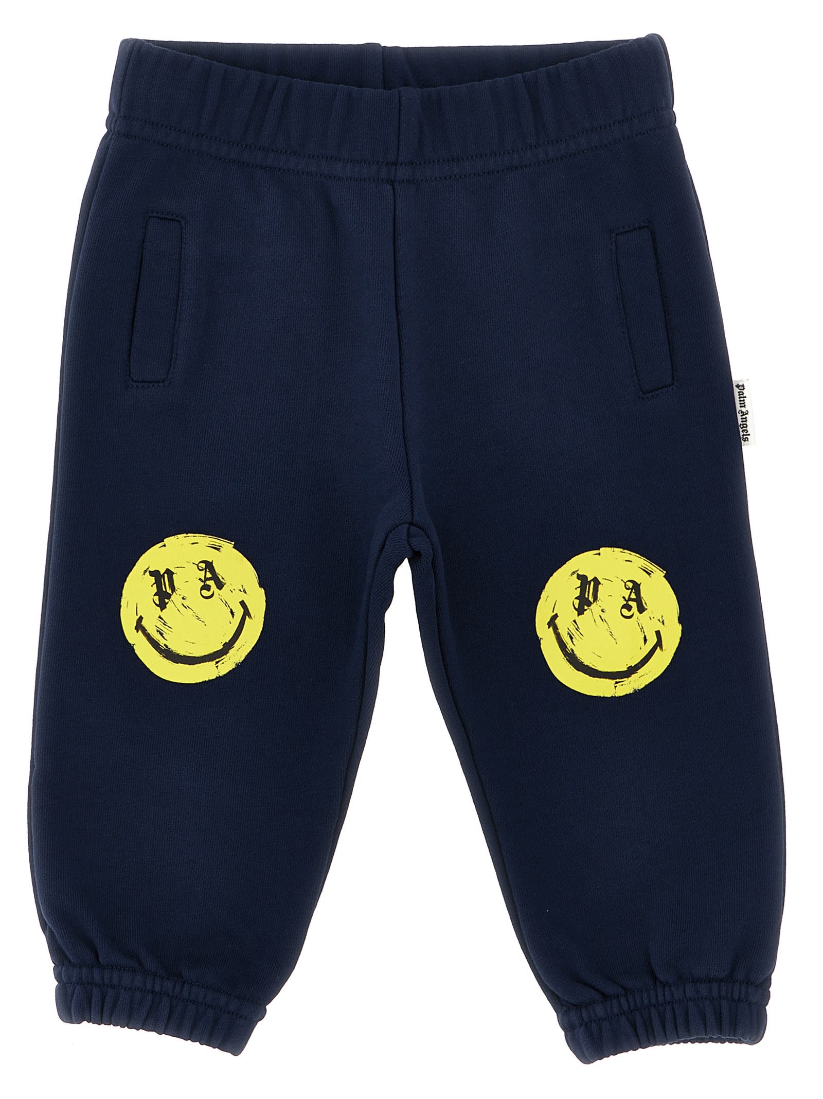 Shop Palm Angels Pa Smiley Brush Joggers In Blue