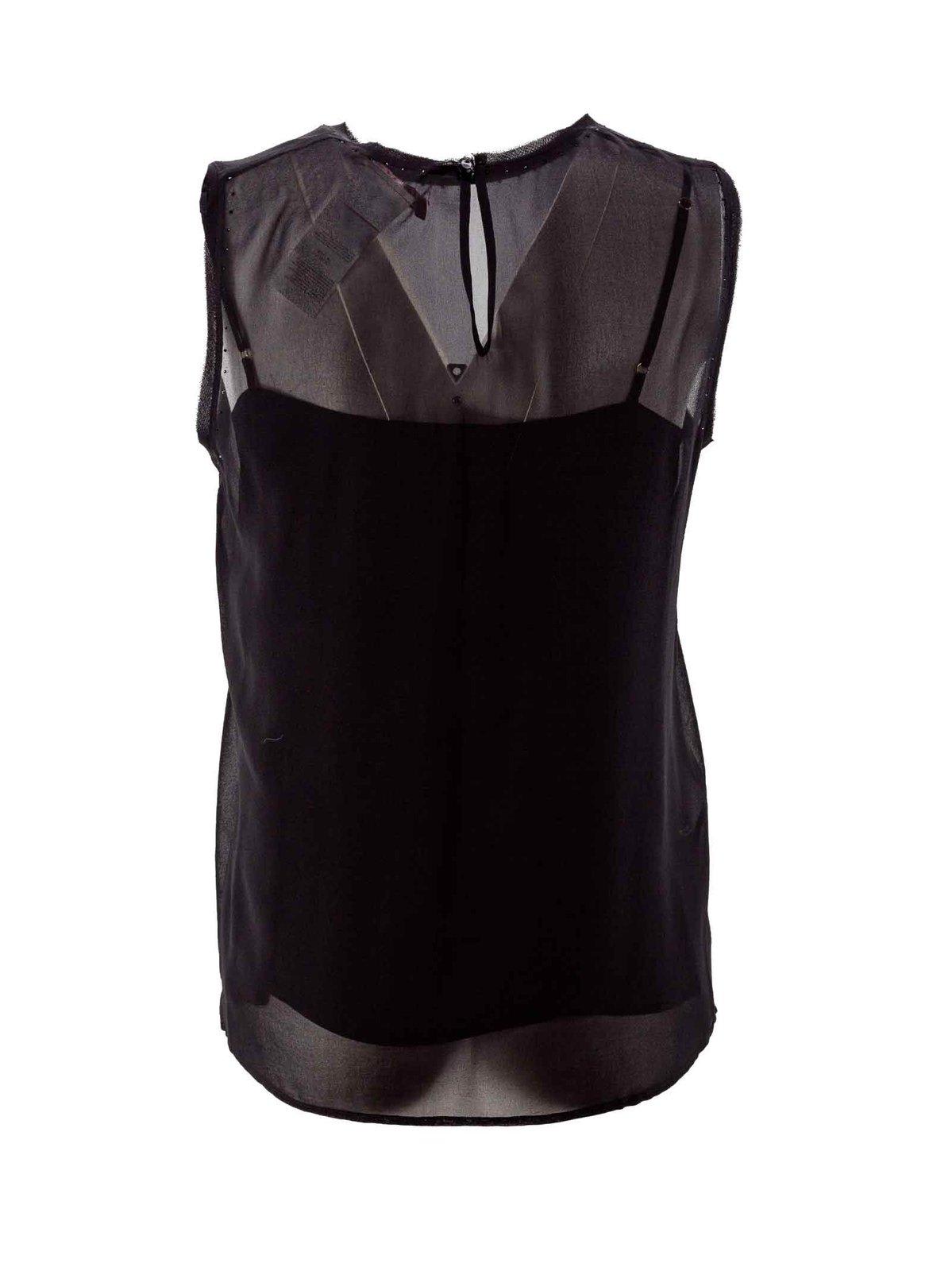 Max Mara Crewneck Sleeveless Top In Nero