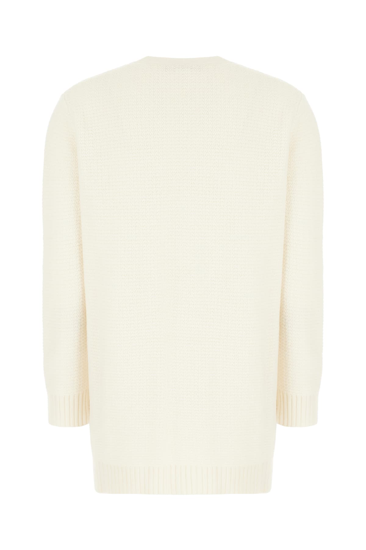 Max Mara Knit Cardigan With Ribbed Cuffs And Hem In Neutral
