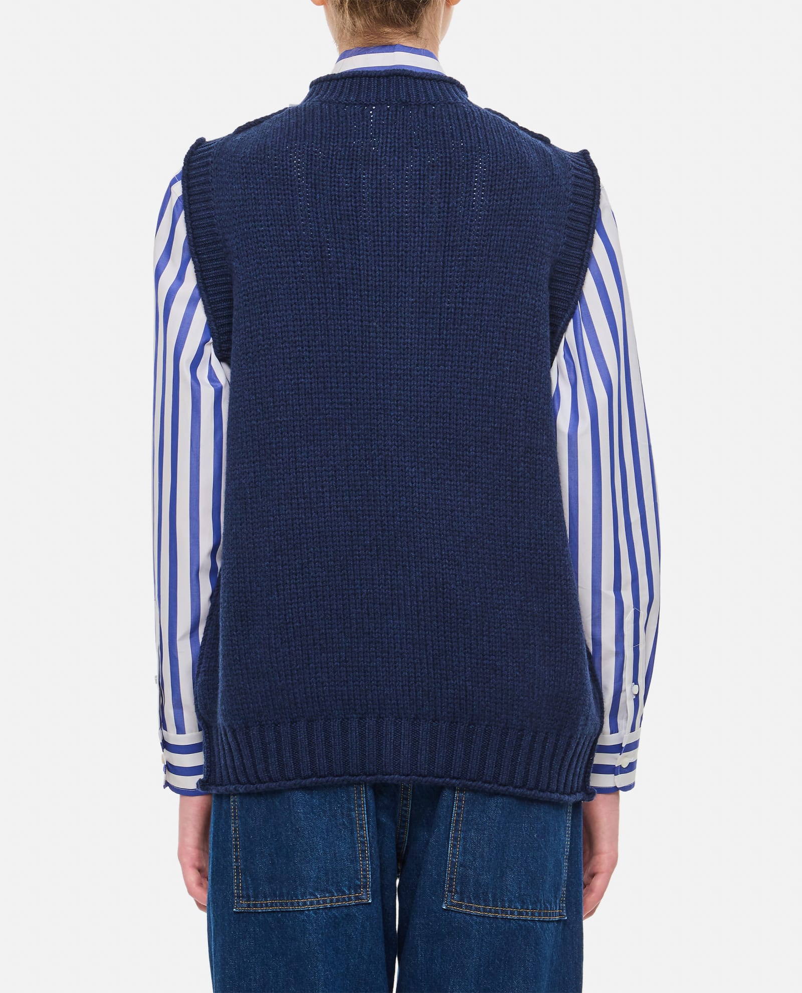 Shop Barrie Cashmere Cardigan Vest In Blue