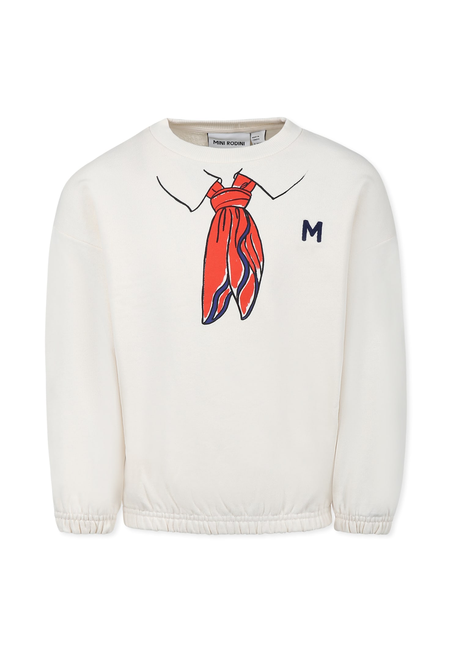 Shop Mini Rodini Ivory Sweatshirt For Kids With Scarf Print