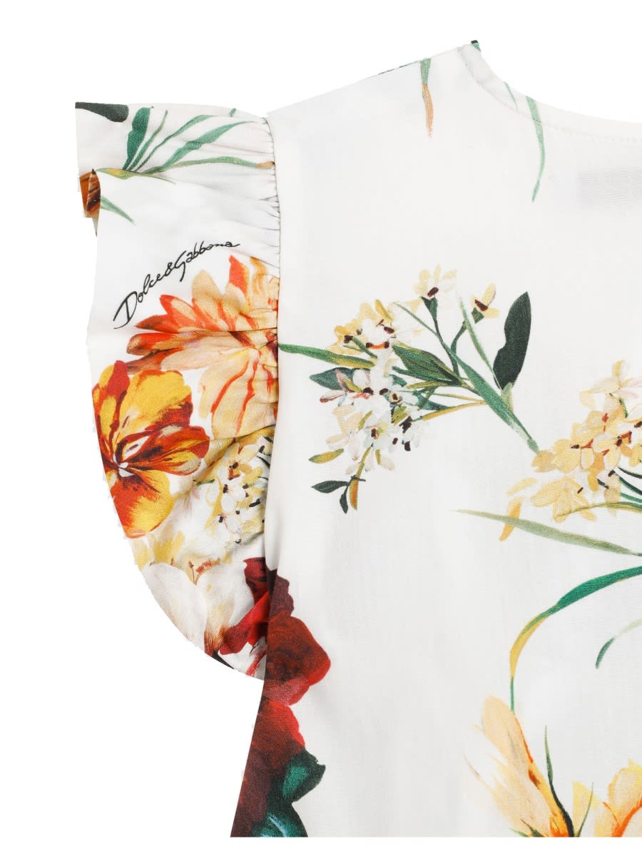 Dolce & Gabbana Flower-print Poplin Dress In Multi