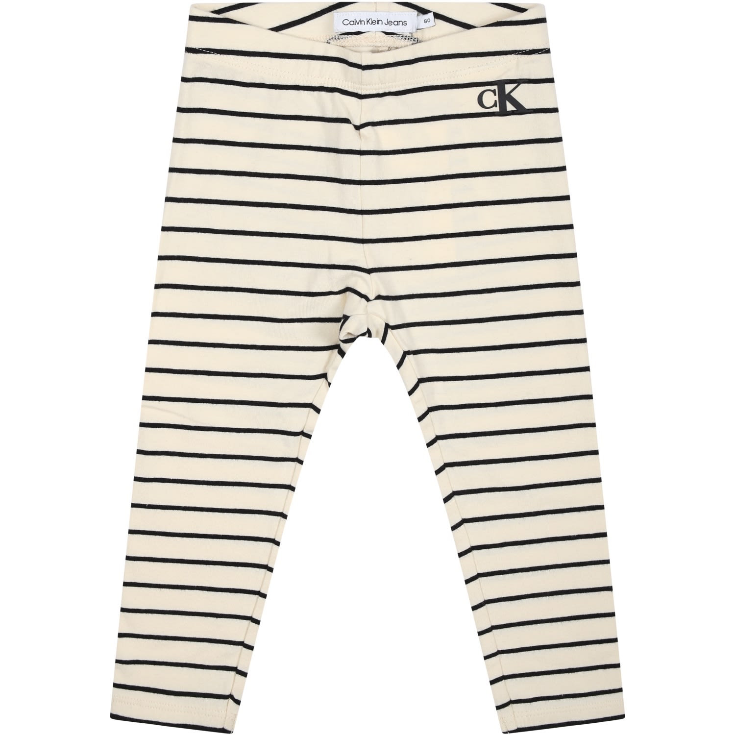 Shop Calvin Klein Striped Multicolor Legging For Baby Kids With Logo