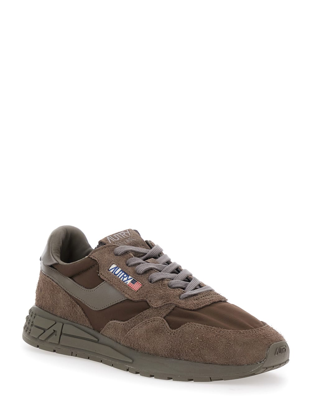 Autry Reelwind Brown Low Top Sneakers With Logo Patch Ontongue And Side In Suede Man