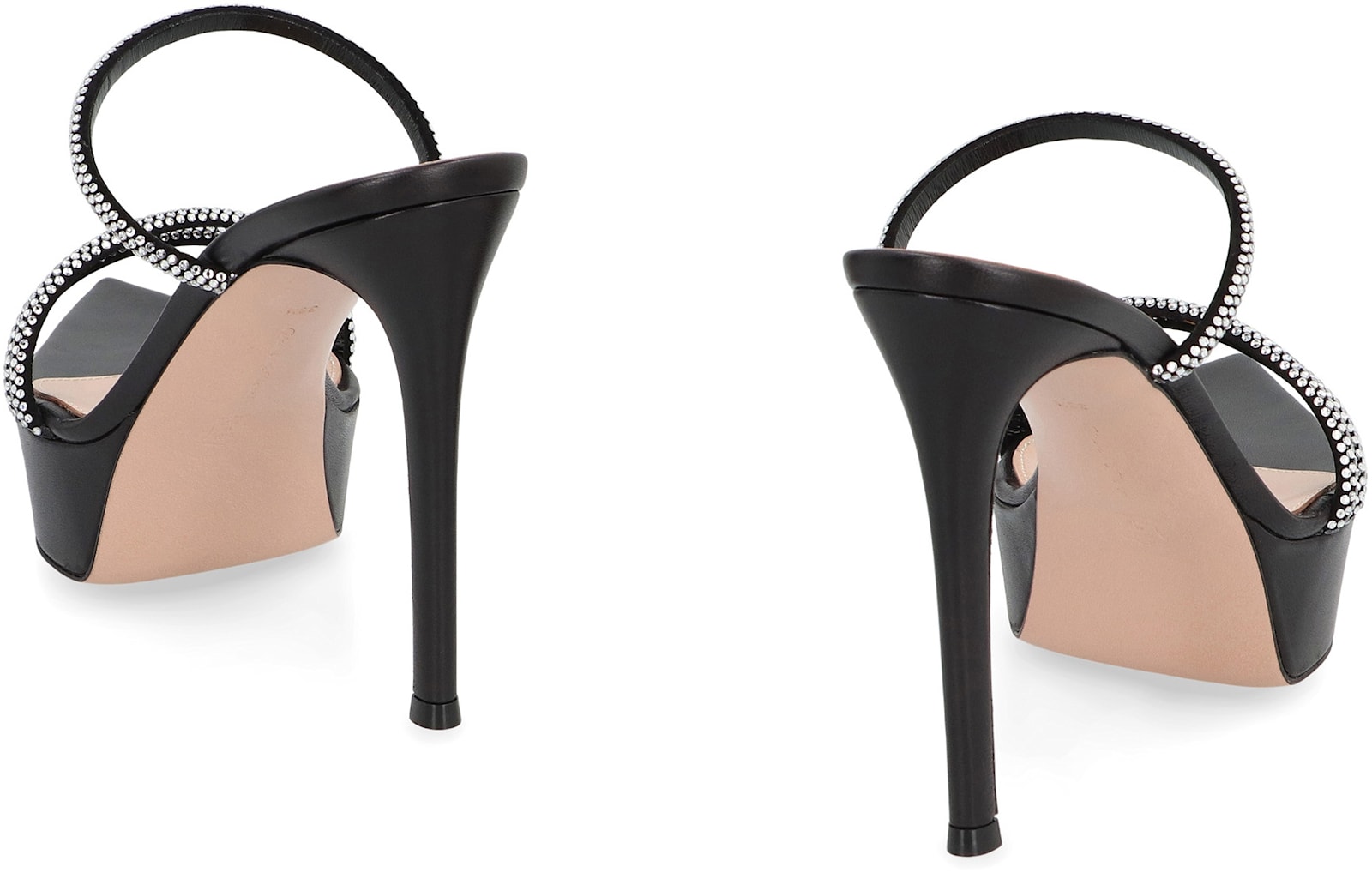 Gianvito Rossi Cannes Crystal-embellished Leather Platform Sandals In Black