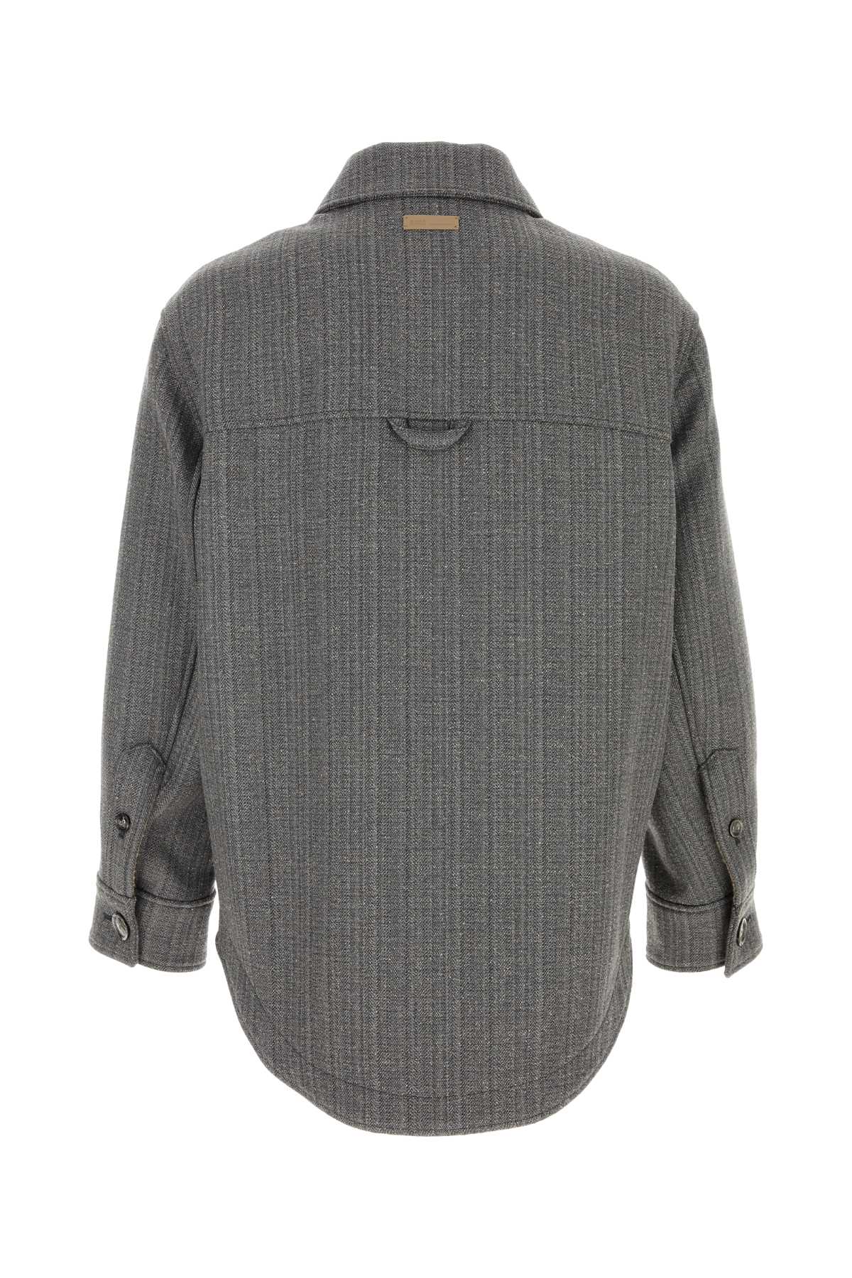Ami Alexandre Mattiussi Ami Paris Herringbone Overshirt In Gray