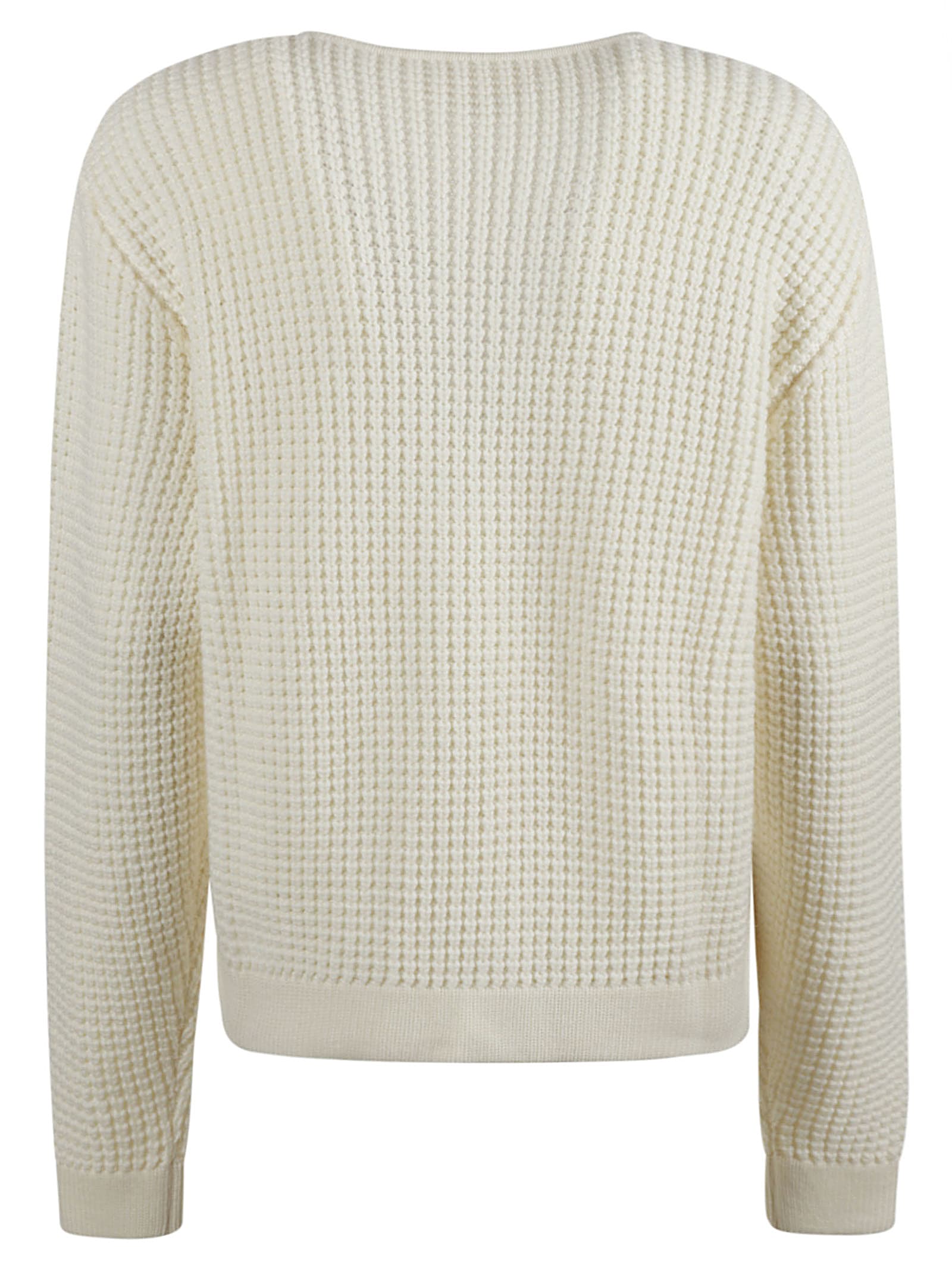 Shop Genny Knitted V-neck Sweater In Cream