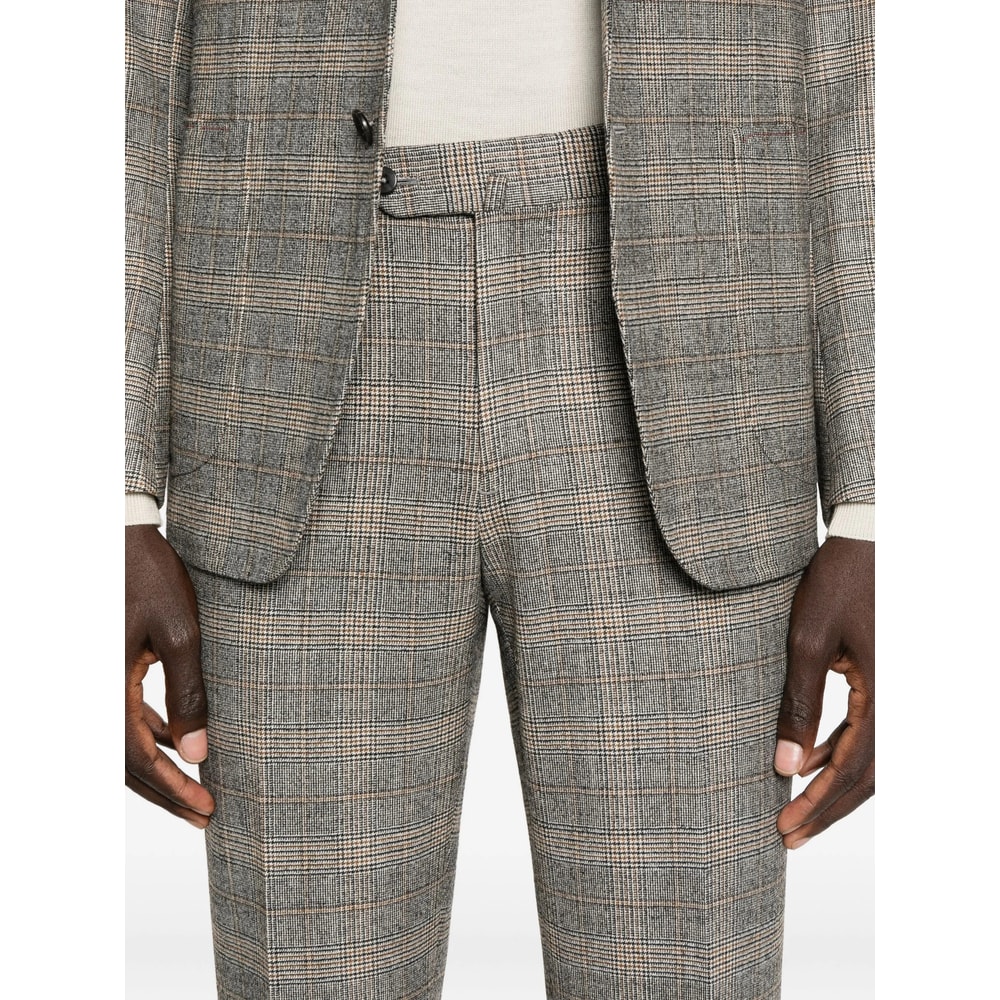 Isaia Checked Single-breasted Suit In Gray
