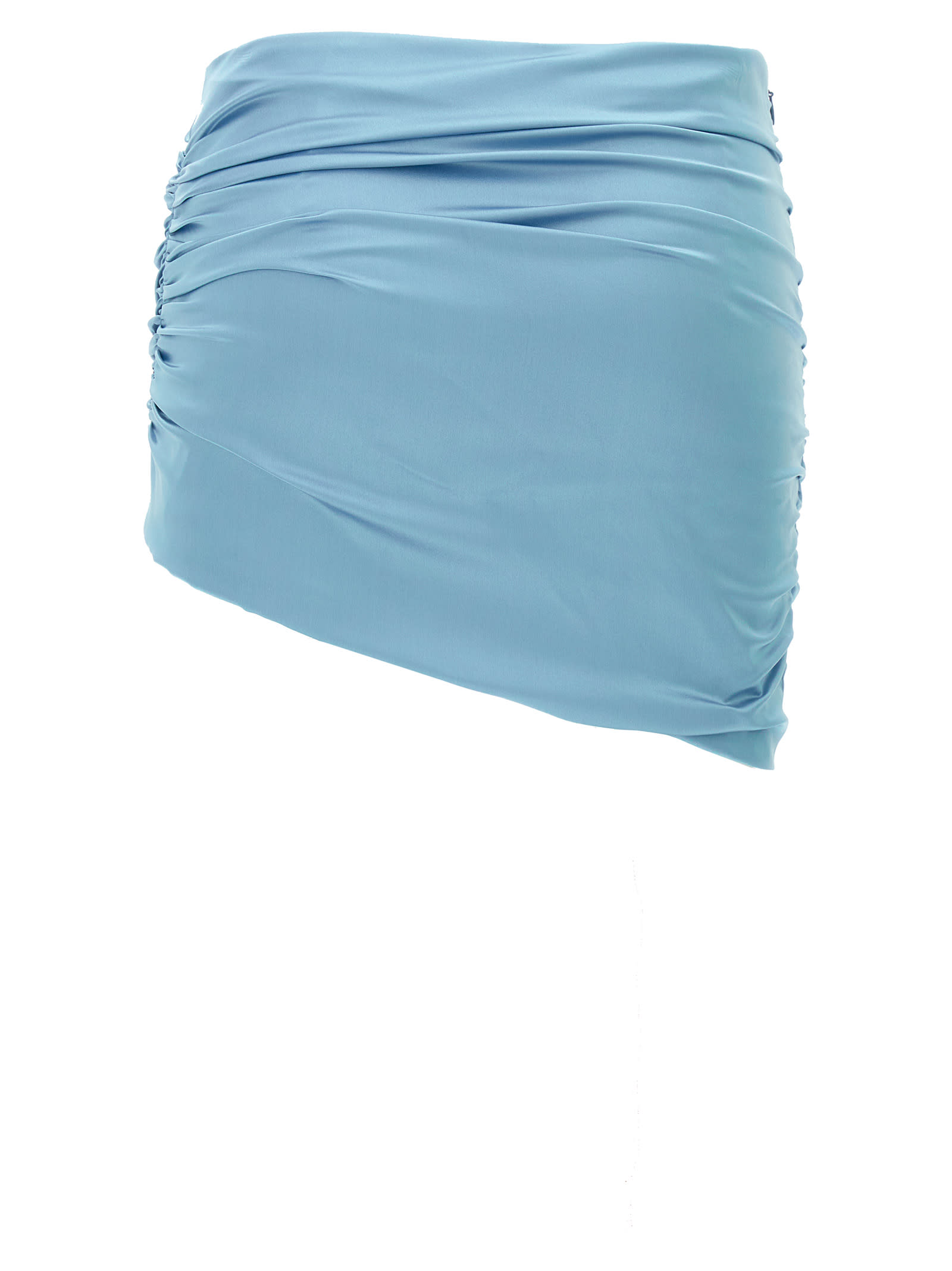 Shop Alessandra Rich Satin Mini Skirt In Light Blue