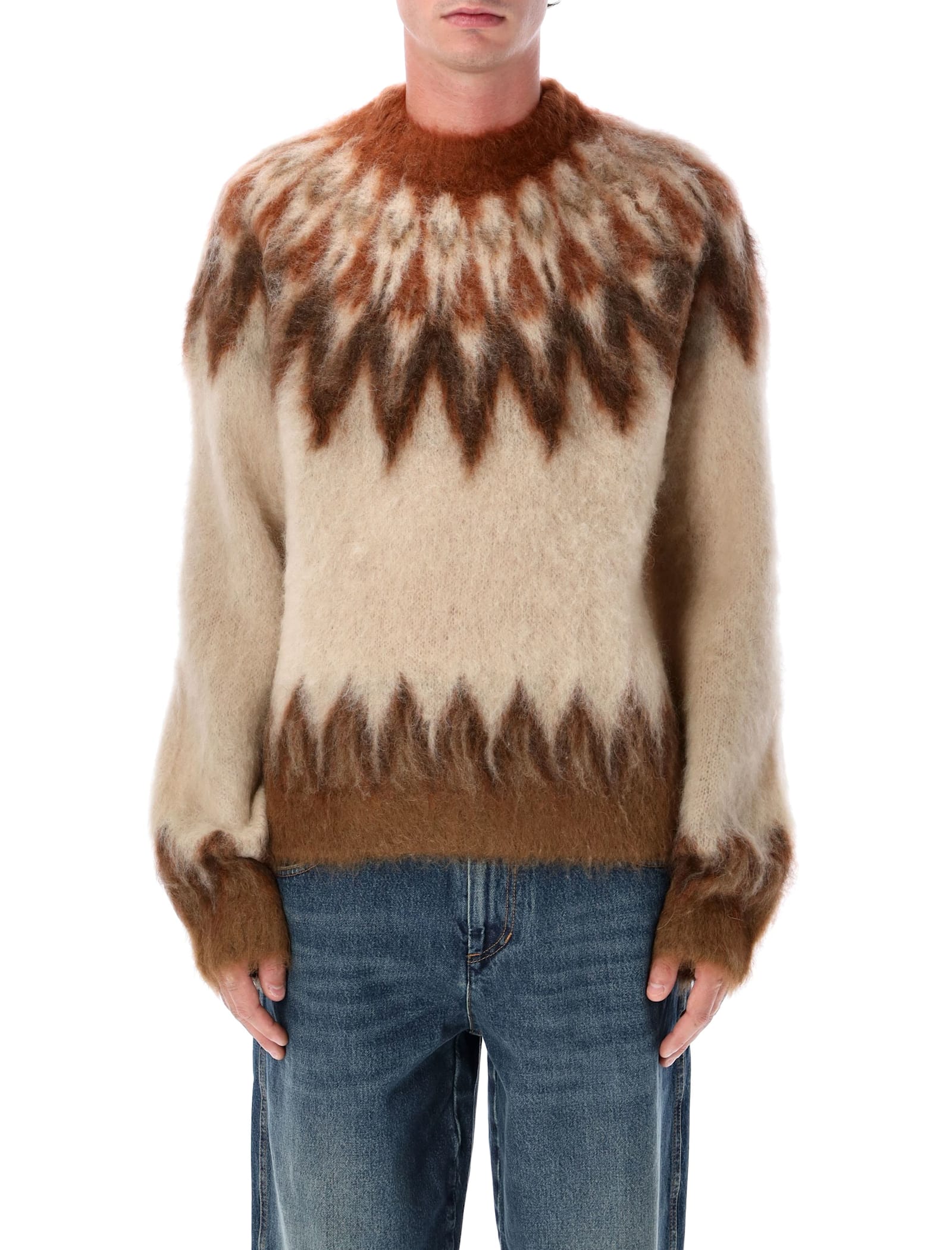 Isabel Marant Marant Nicolas Mohair Blend Sweater With Fair Isle Pattern In Brown