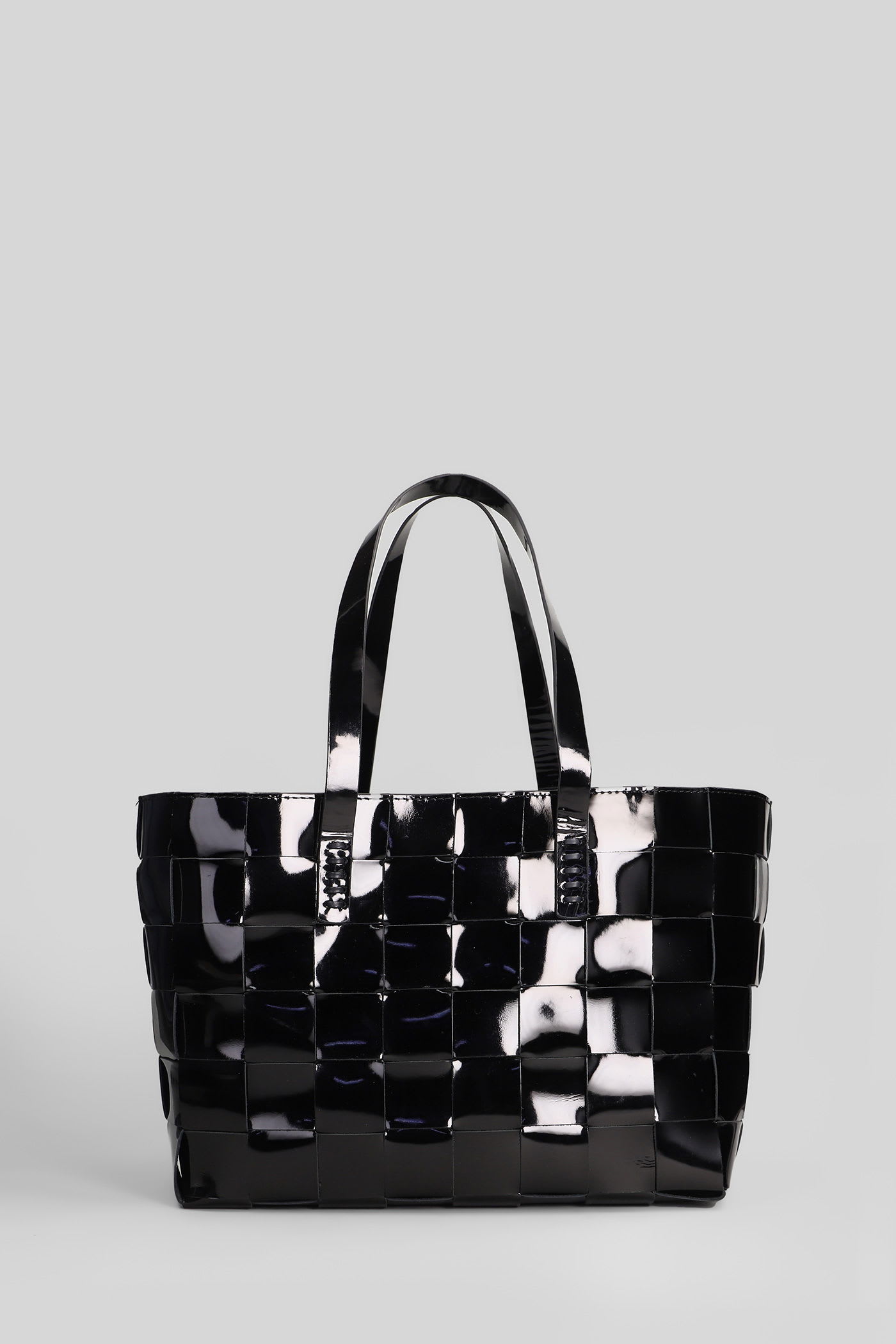 Dragon Diffusion Box Weave Basket Tote In Black Leather In Black