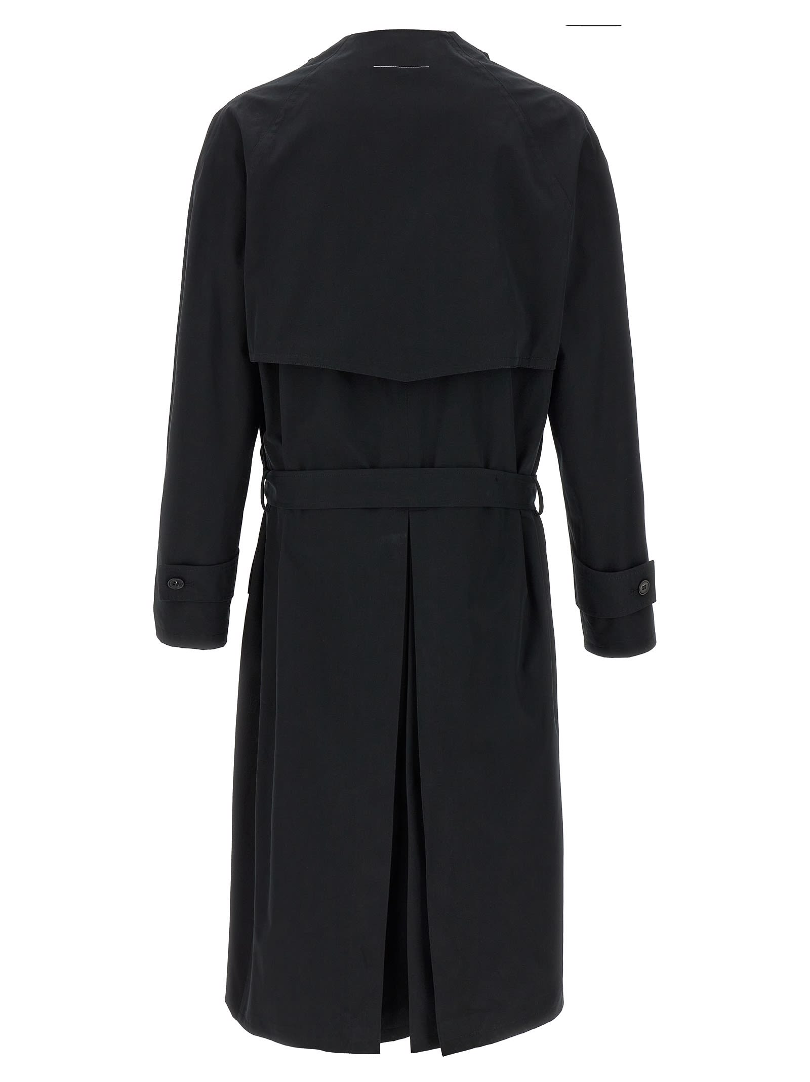 Shop Mm6 Maison Margiela Wool Trench Coat In Black