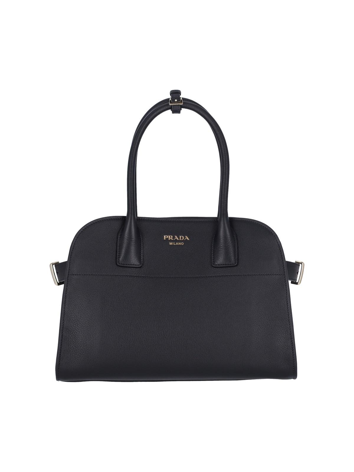 Shop Prada Logo Medium Tote Bag In Black