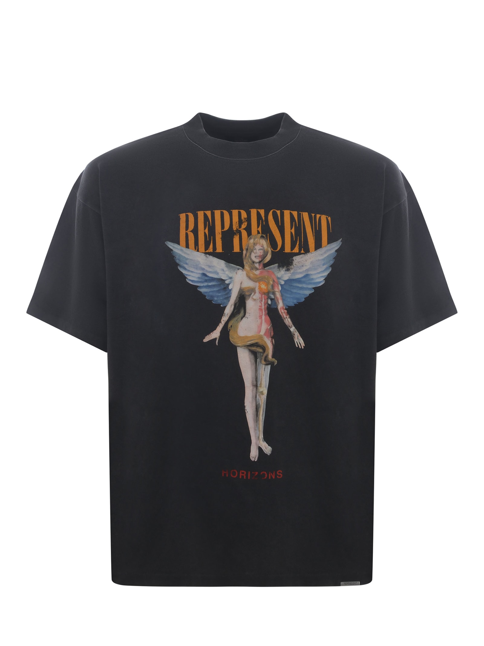 Shop Represent T-shirt  Rebors In Angel Black Made Of Cotton In Grigio