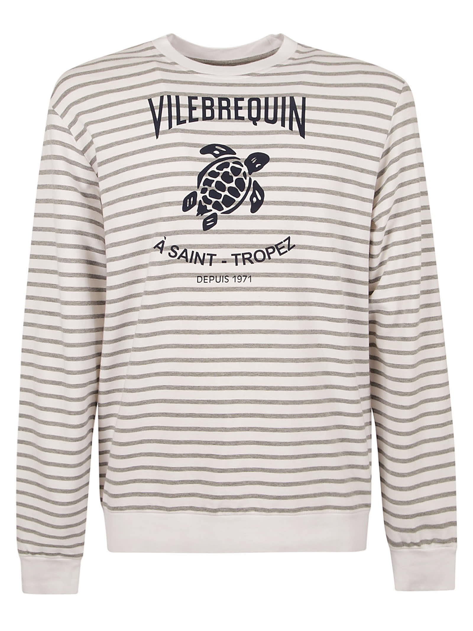 Vilebrequin Logo Detail Striped Sweatshirt In Neutral