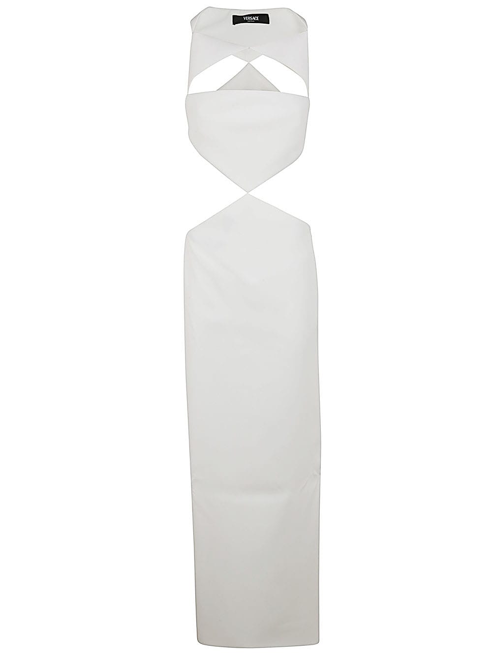 Shop Versace Techno Bonded Granite` Gown In Optical White