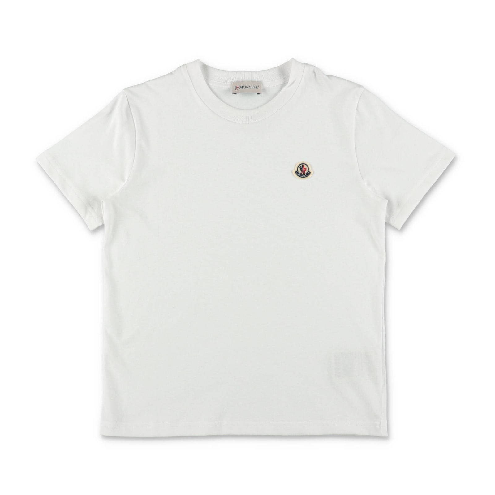 Shop Moncler T-shirt Bianca In Jersey Di Cotone Bambino In Bianco