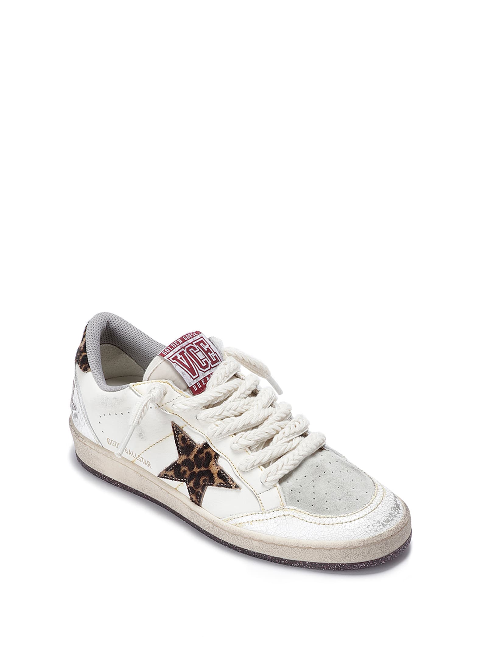 Shop Golden Goose Ballstar Nappa Upper Leo Horsy Star And Heel Crack In White/beige/beige Brown Leo