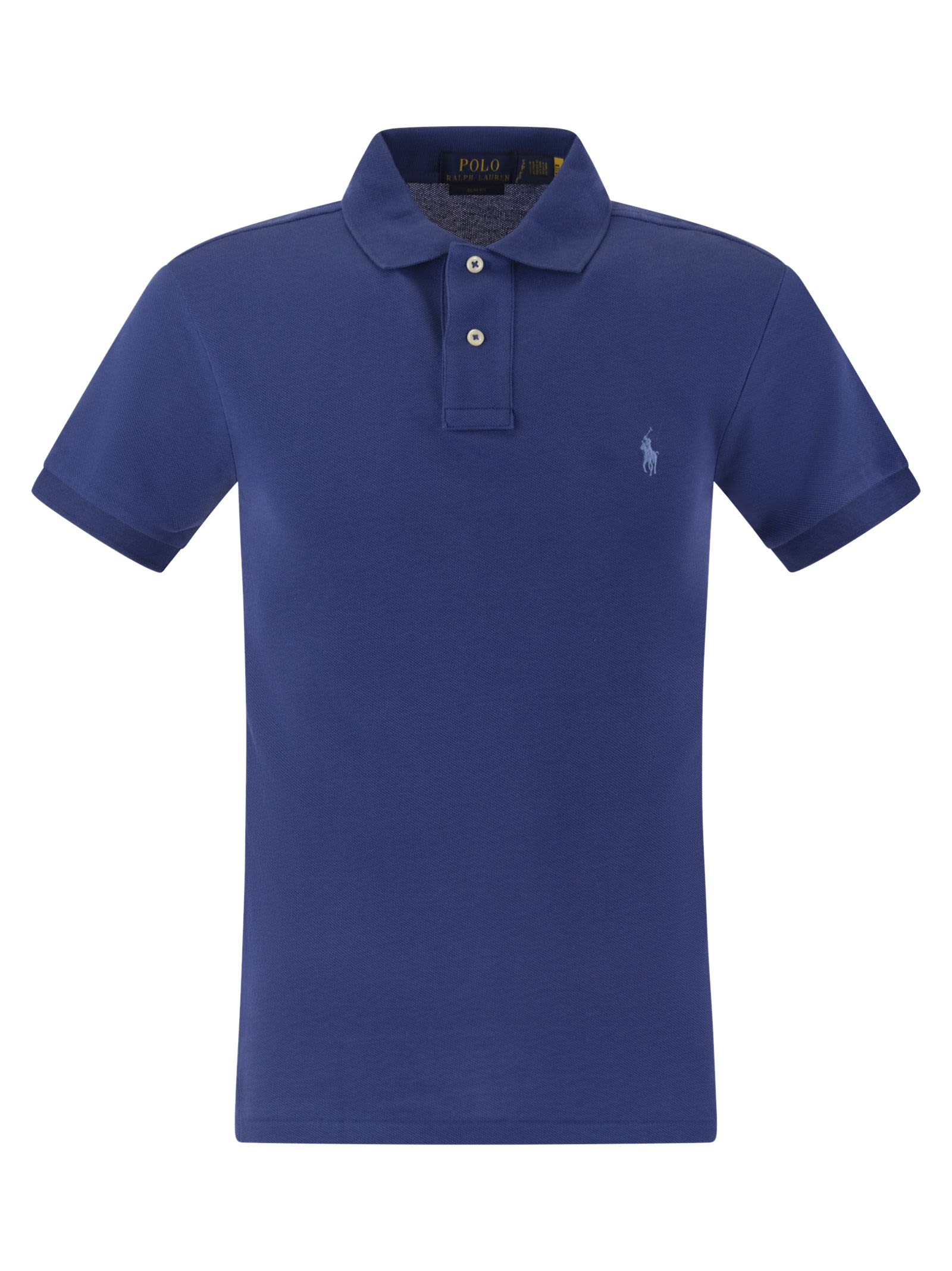 Shop Polo Ralph Lauren Slim-fit Pique Polo Shirt In Royal Blue