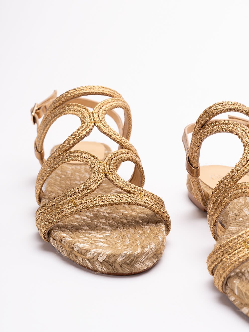 Castaã±er Castaner Pitra 266 Flat Sandals With Handcrafted Weaving In Old Gold